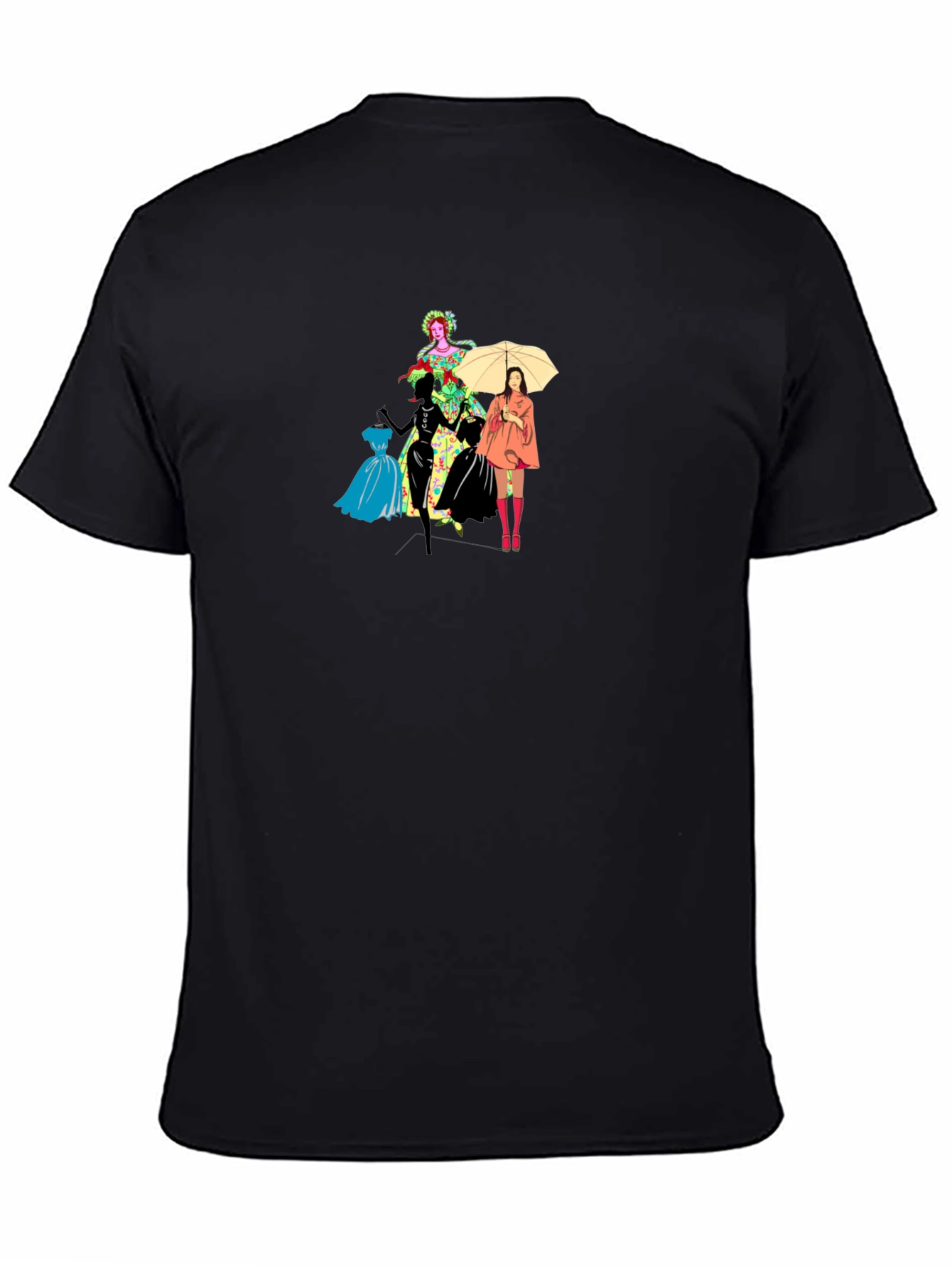 Stylish Black T-Shirt with Fashion Illustration - 4