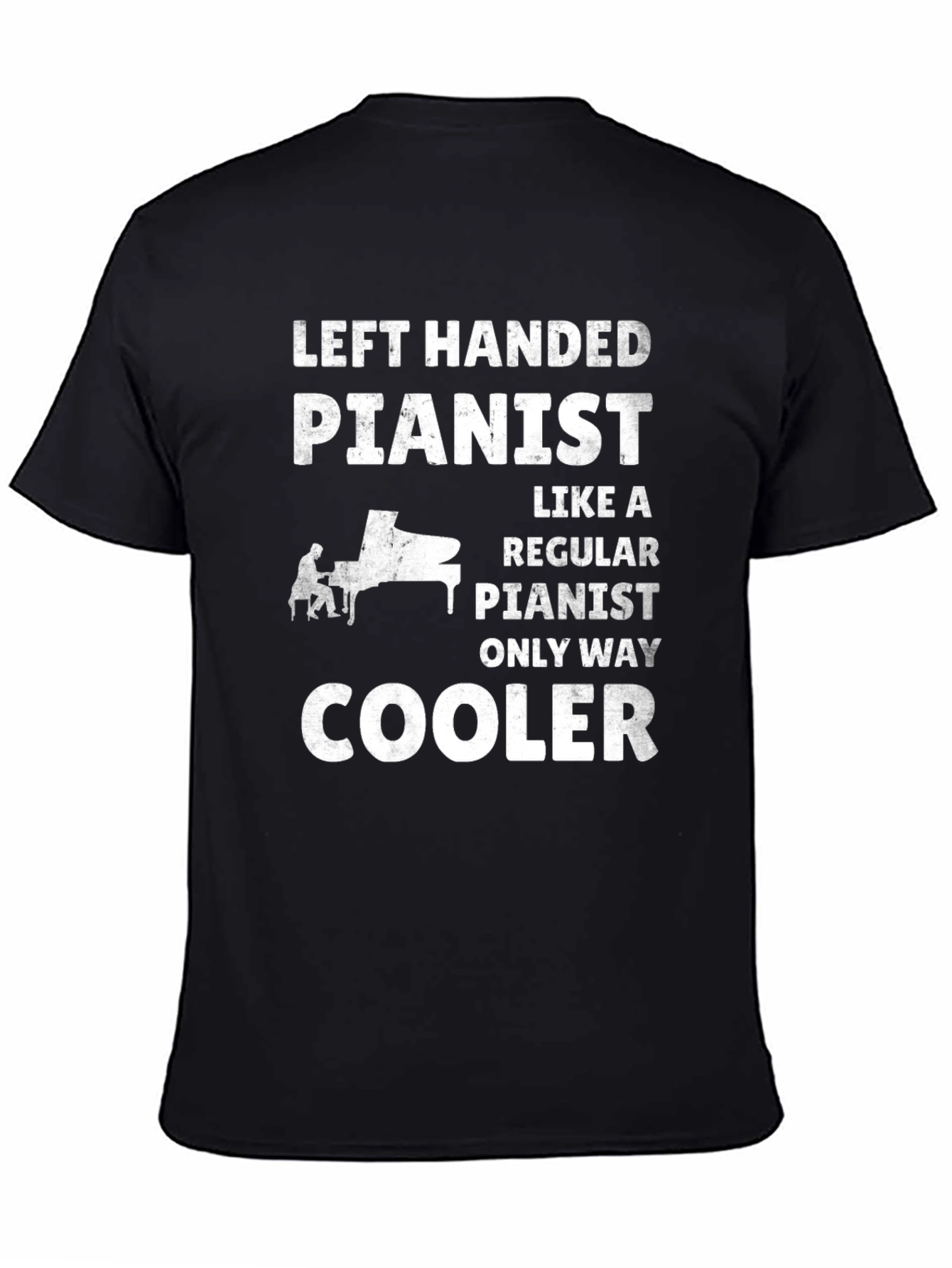 Black Left Handed Pianist Funny T-Shirt view 4