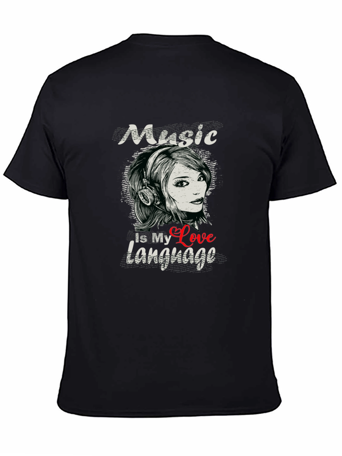 Black Music Is My Love Language Black T-Shirt view 4