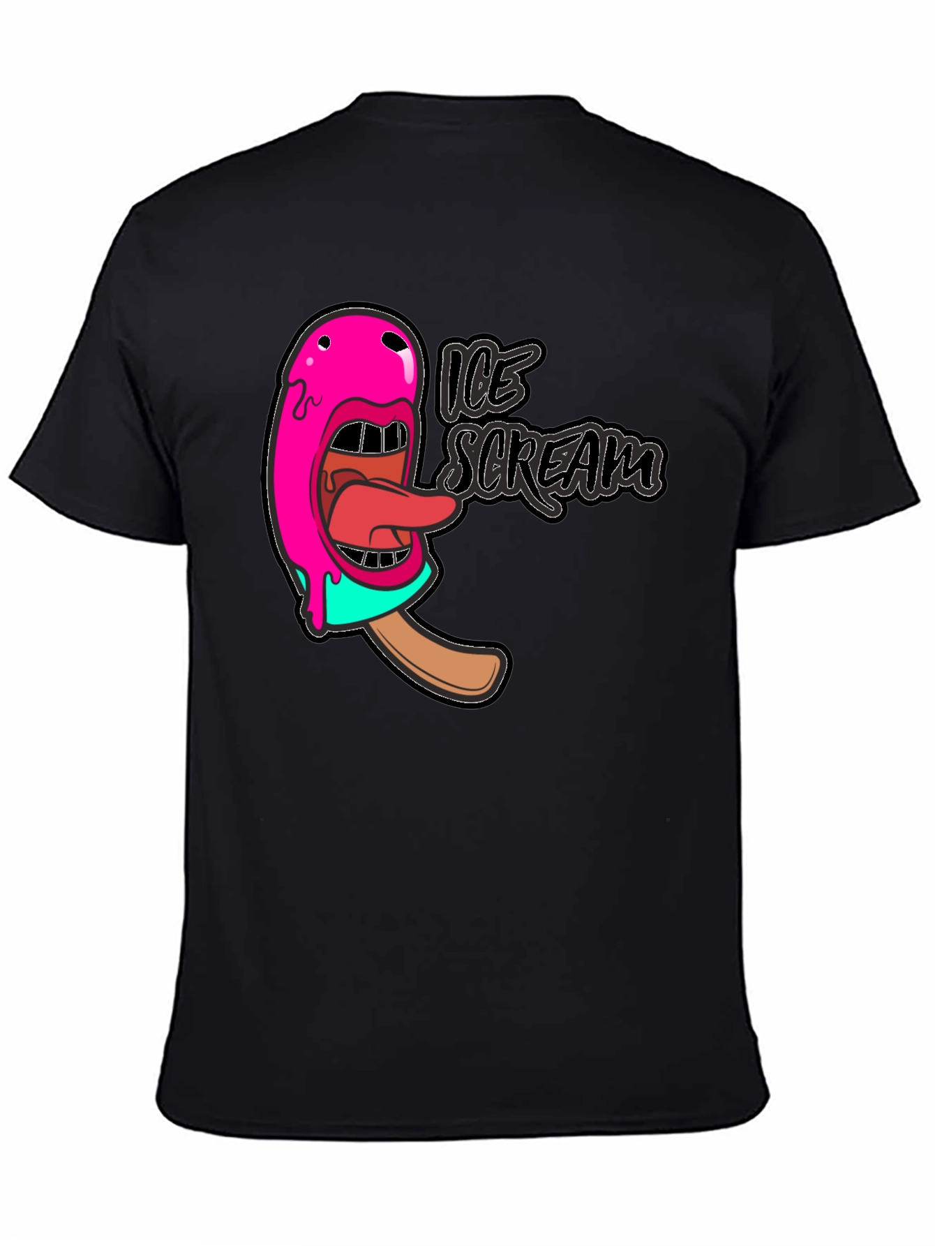 Black Ice Scream Graphic T-Shirt - Black Cotton Tee view 4