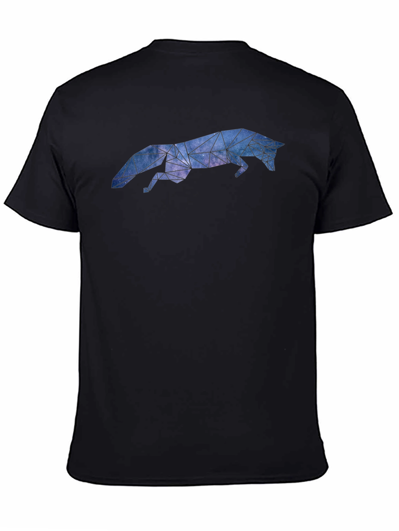 Black Geometric Galaxy Fox T-Shirt - Modern Print view 4