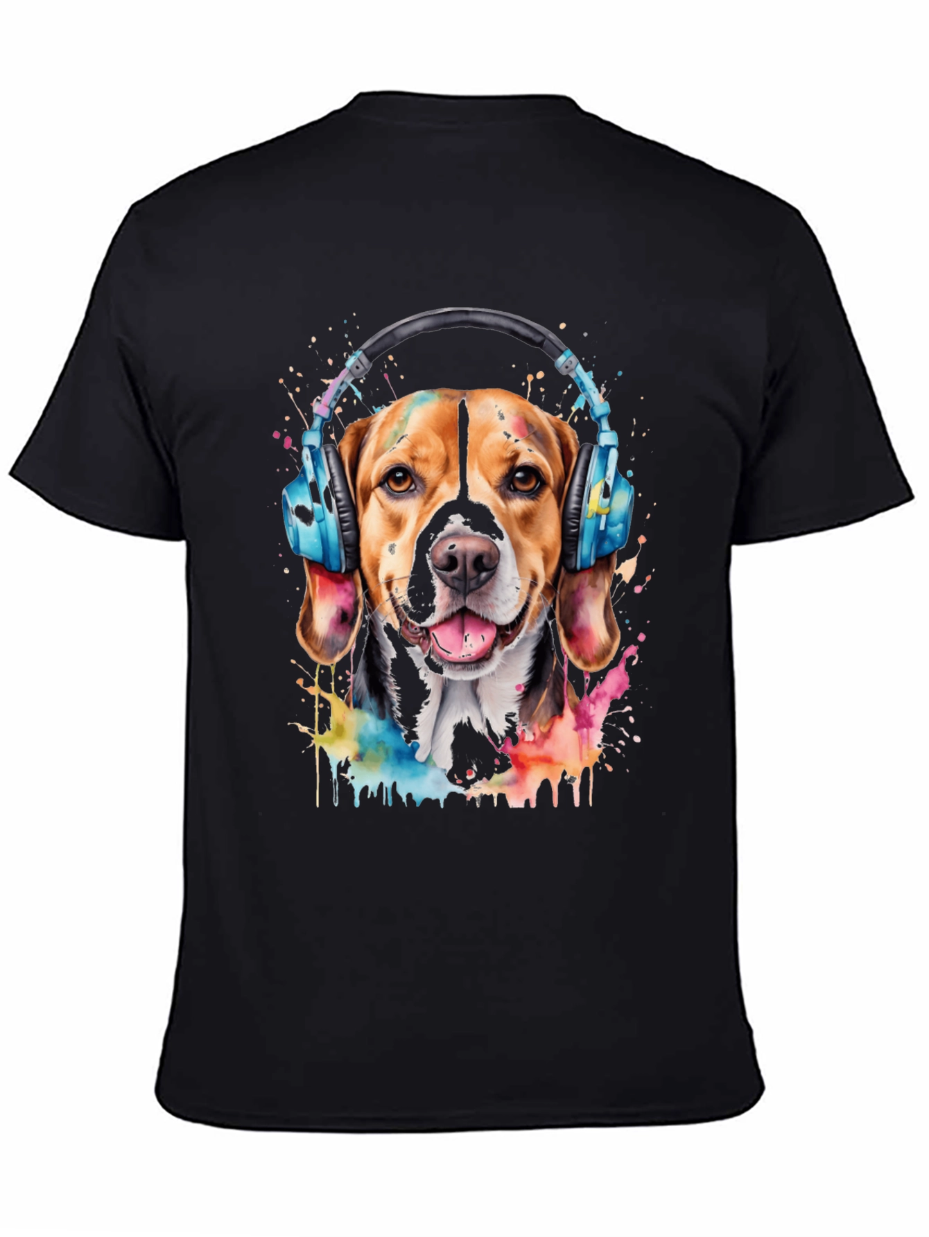 Black Dog with Headphones Graphic Tee view 4