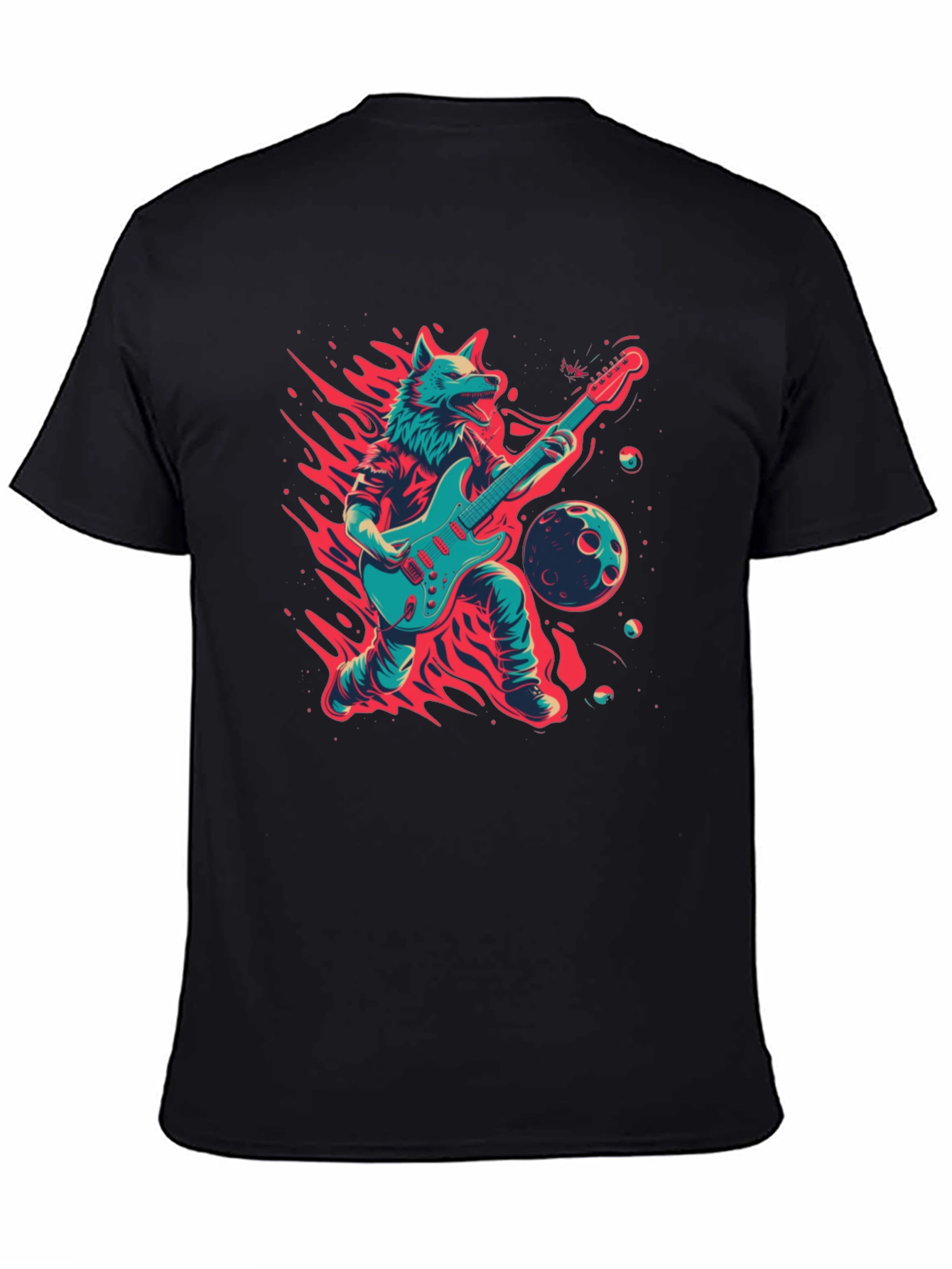Black Wolf Guitarist Graphic T-Shirt - Unique Design view 4
