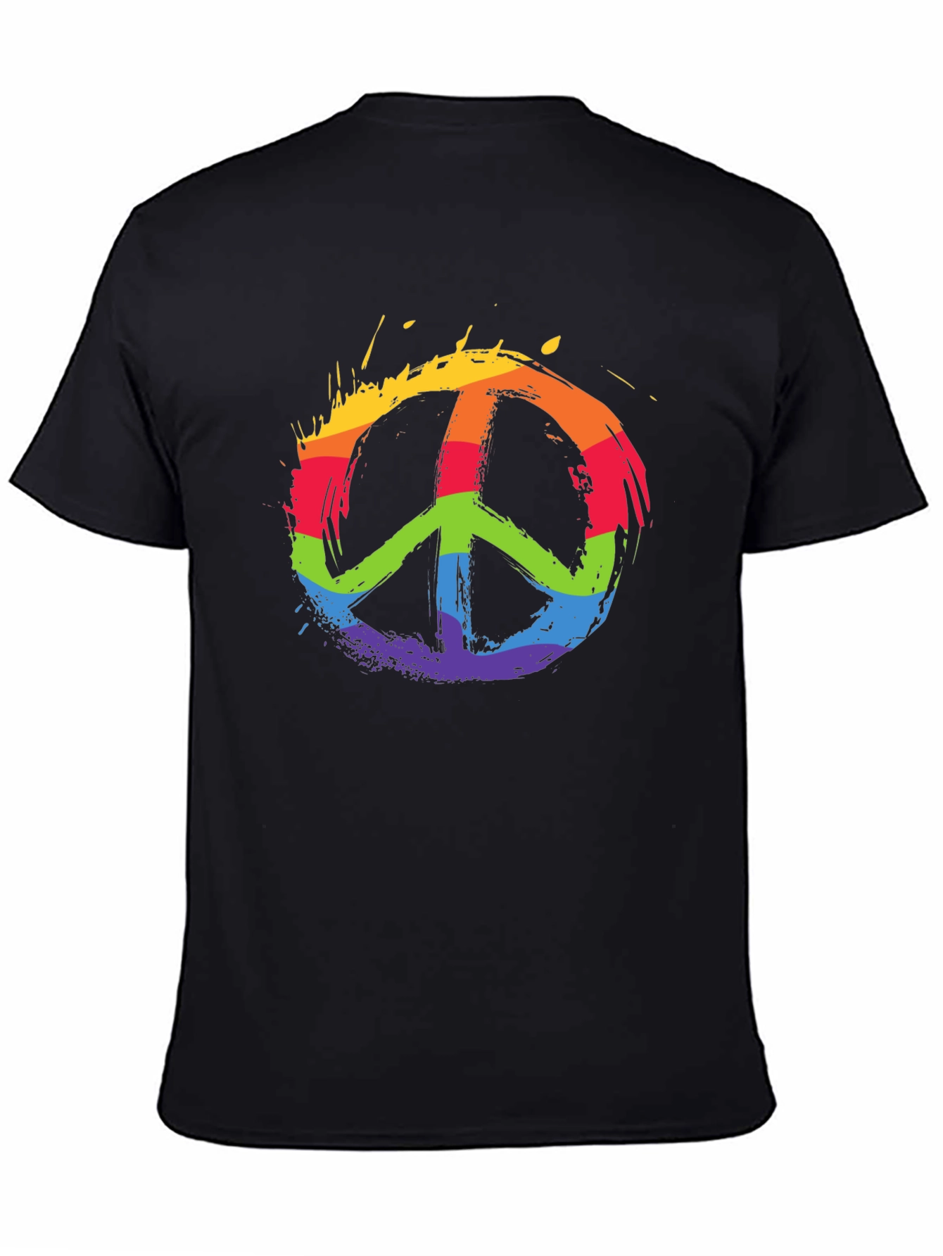 Black Rainbow Peace Sign Black T-Shirt view 4