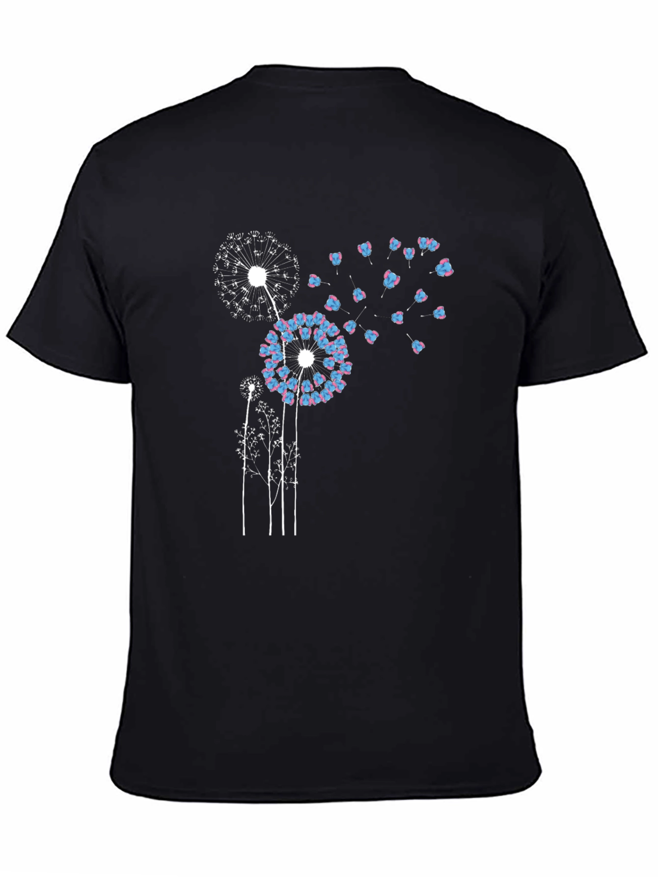 Black Dandelion Print Black T-Shirt view 4