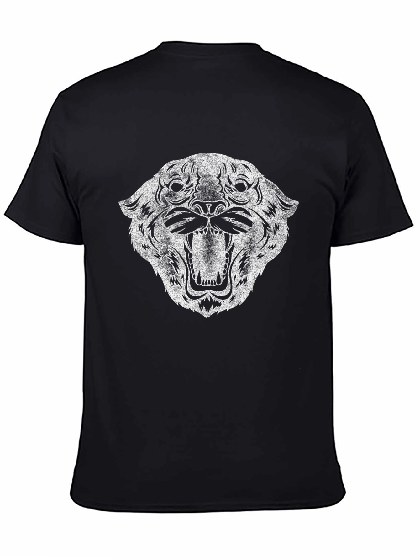 Black Black T-Shirt with Distressed Tiger Graphic view 4