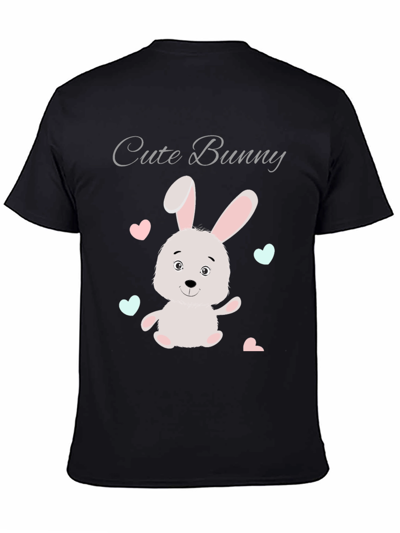 Black Cute Bunny Graphic Tee - Soft Cotton Blend view 4