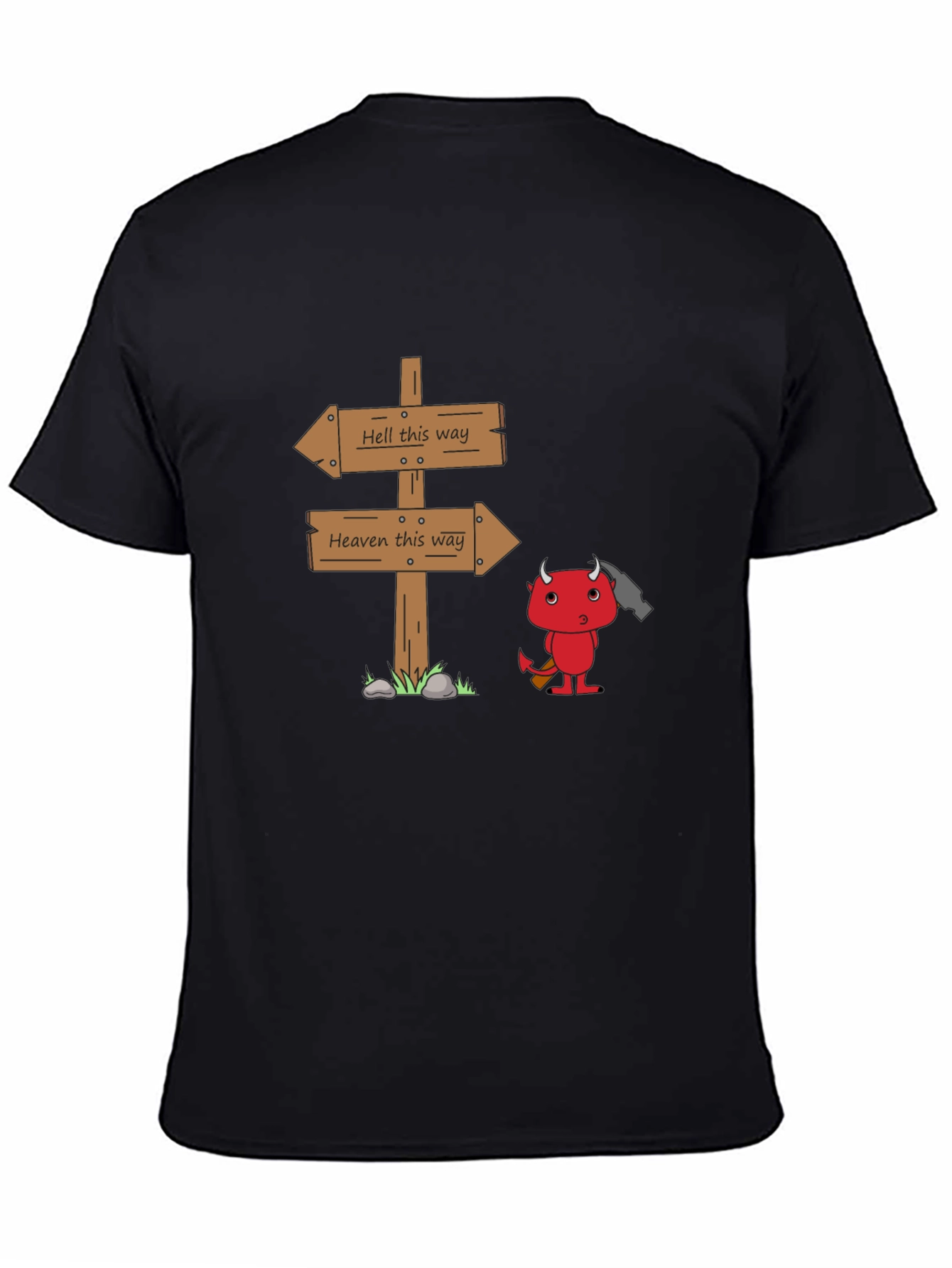 Black Heaven or Hell T-Shirt - Funny Devil Graphic Tee view 4