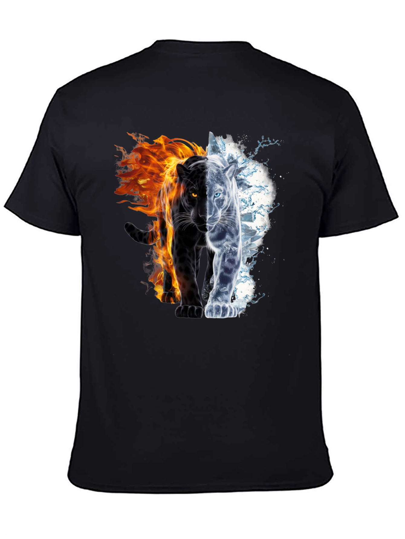 Black Fire and Ice Panther Graphic Tee - Black view 4