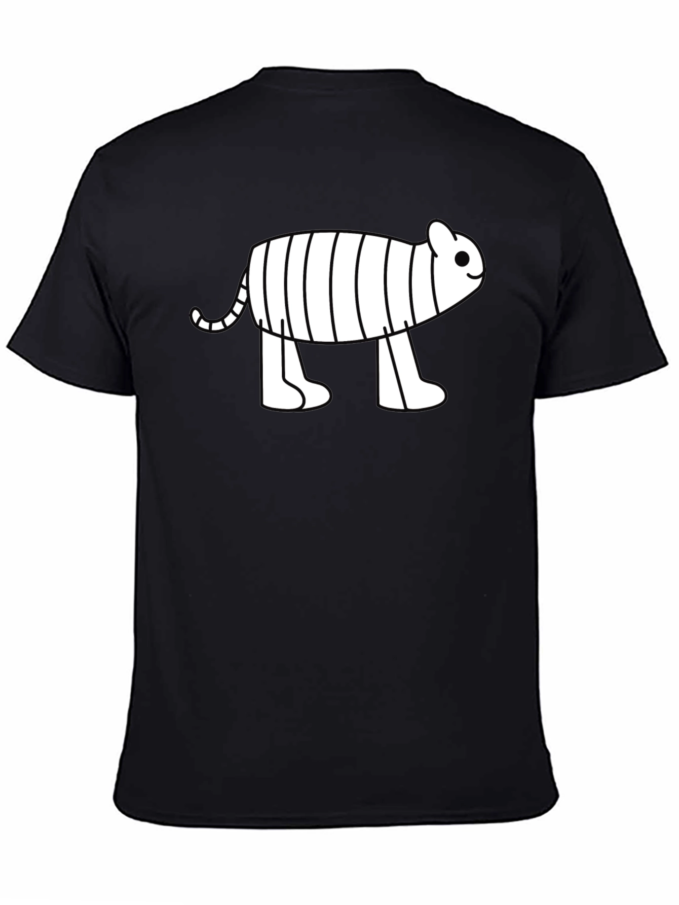 Black Cute Cartoon Tiger Graphic Black T-Shirt view 4