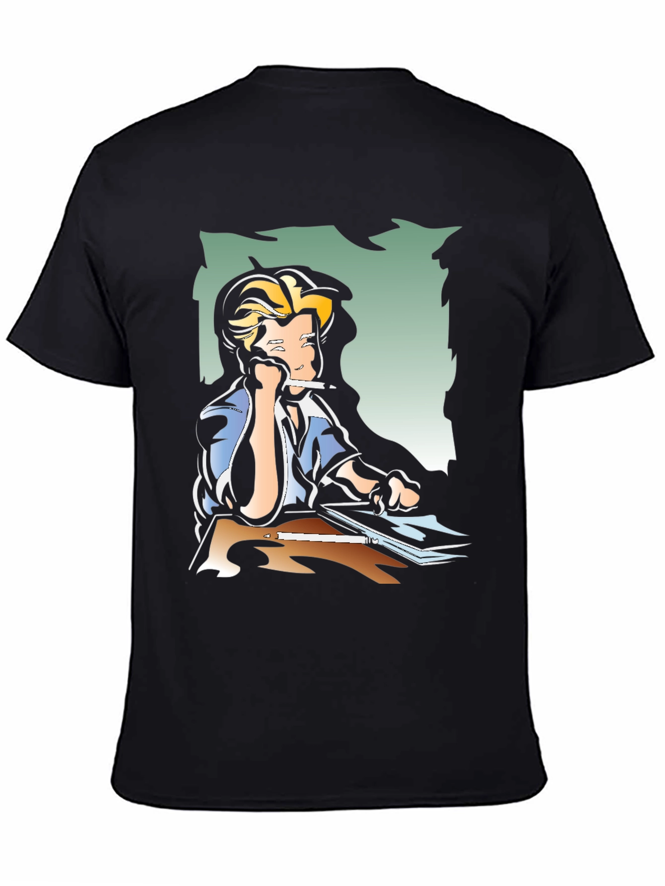 Black Creative Cartoon Graphic Tee - Black view 4