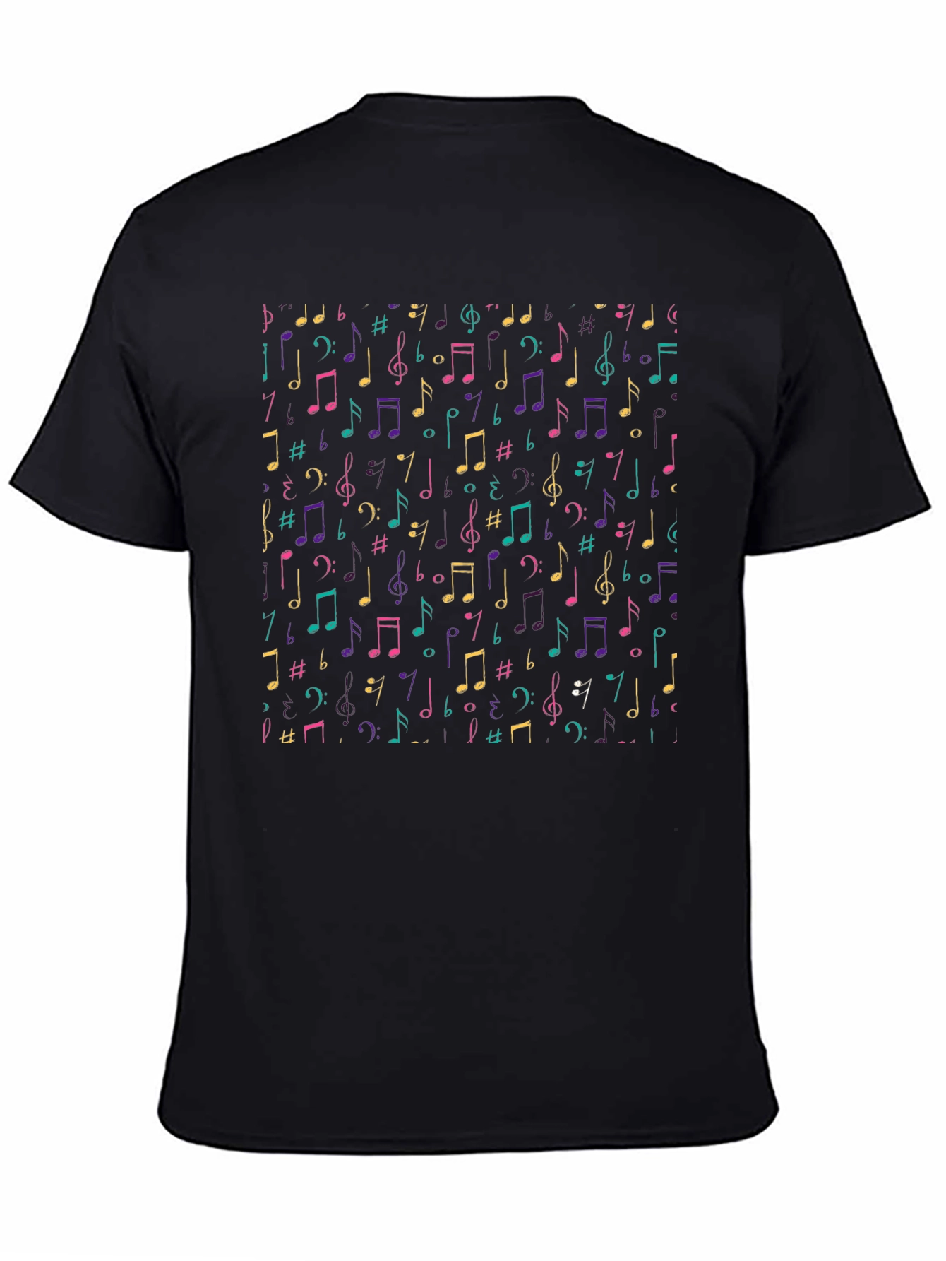 Black Musical Notes Black Graphic Tee view 4