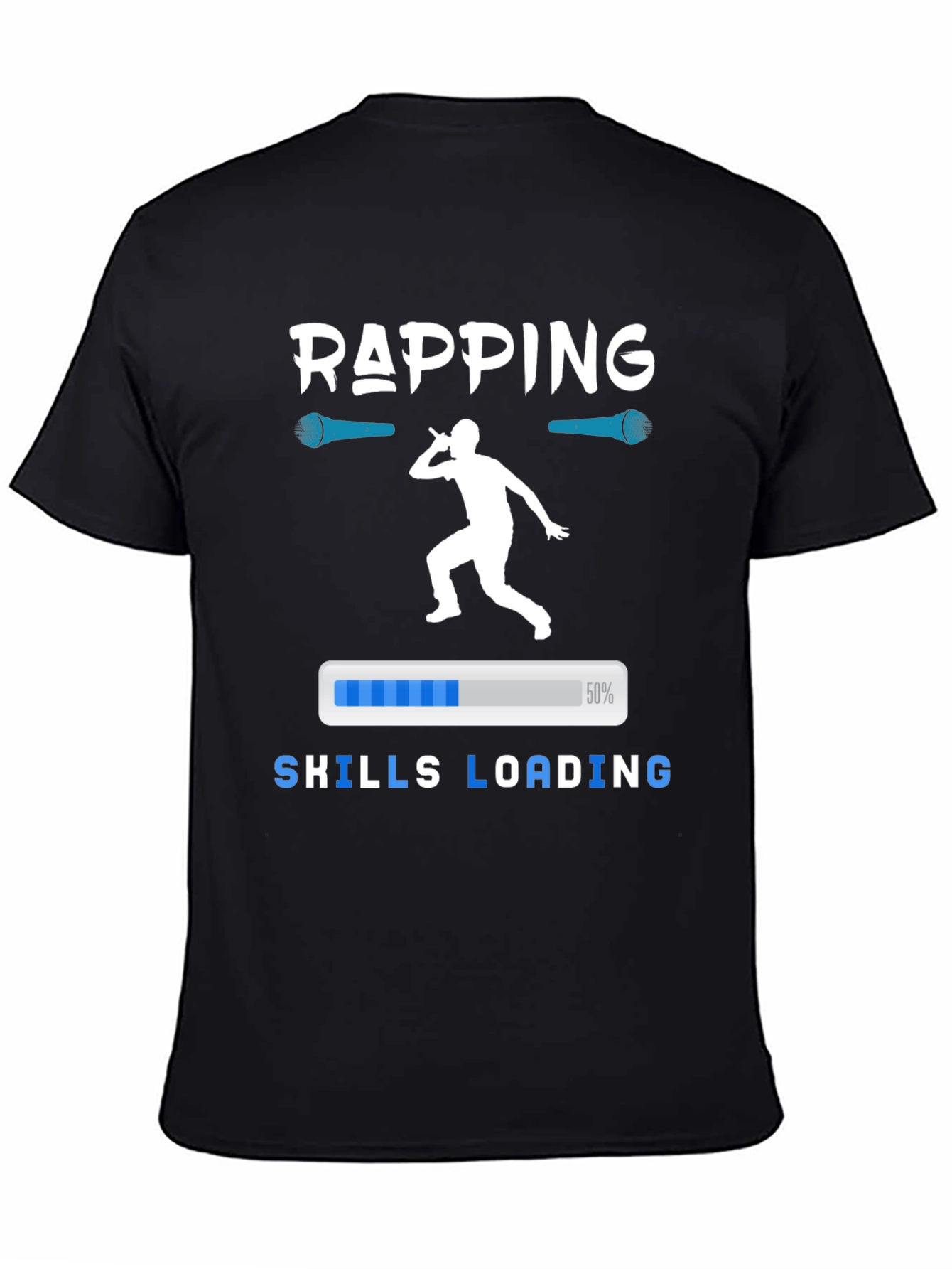 Black Rapping Skills Loading Graphic T-Shirt view 4