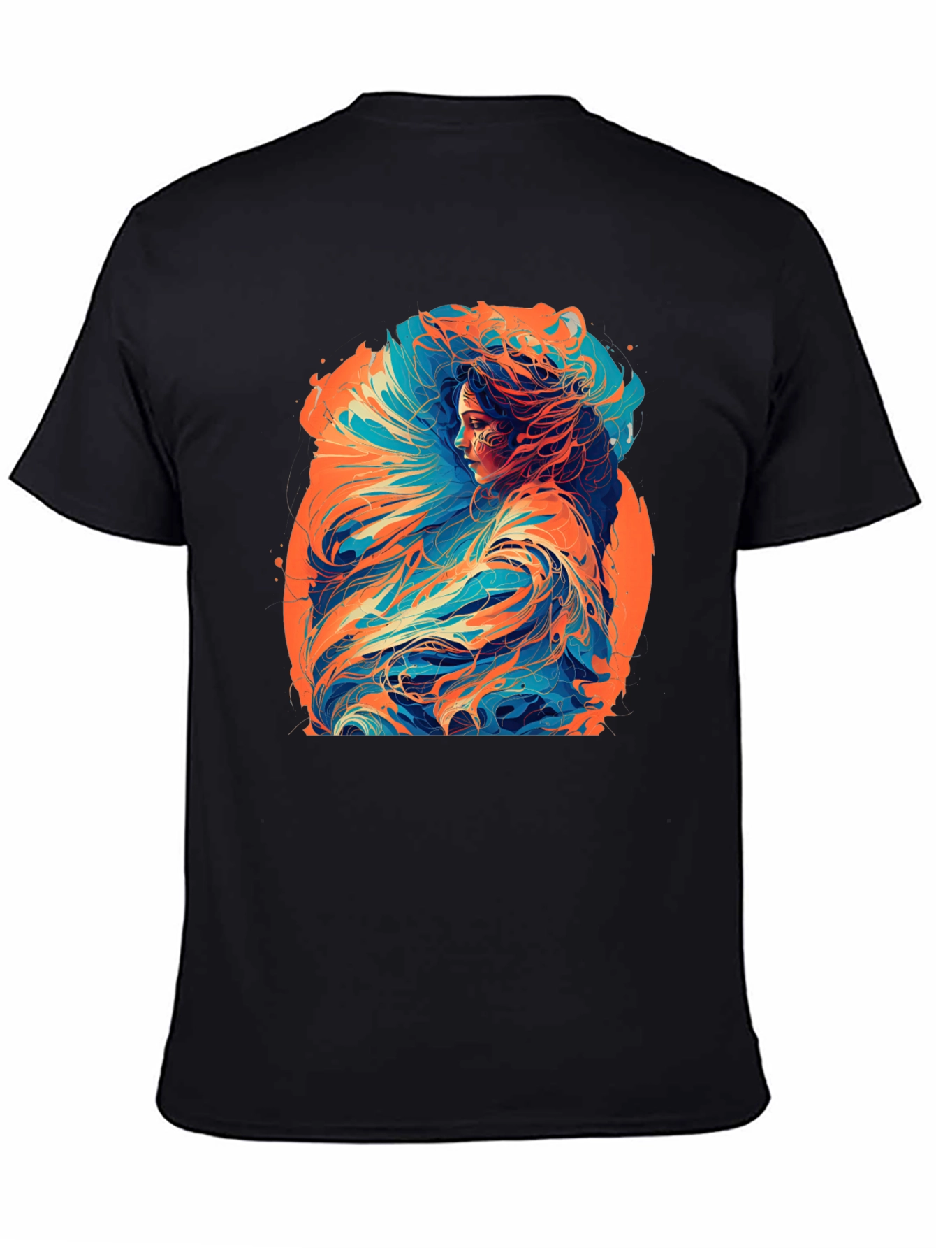 Black Artistic Woman Graphic Black T-Shirt view 4