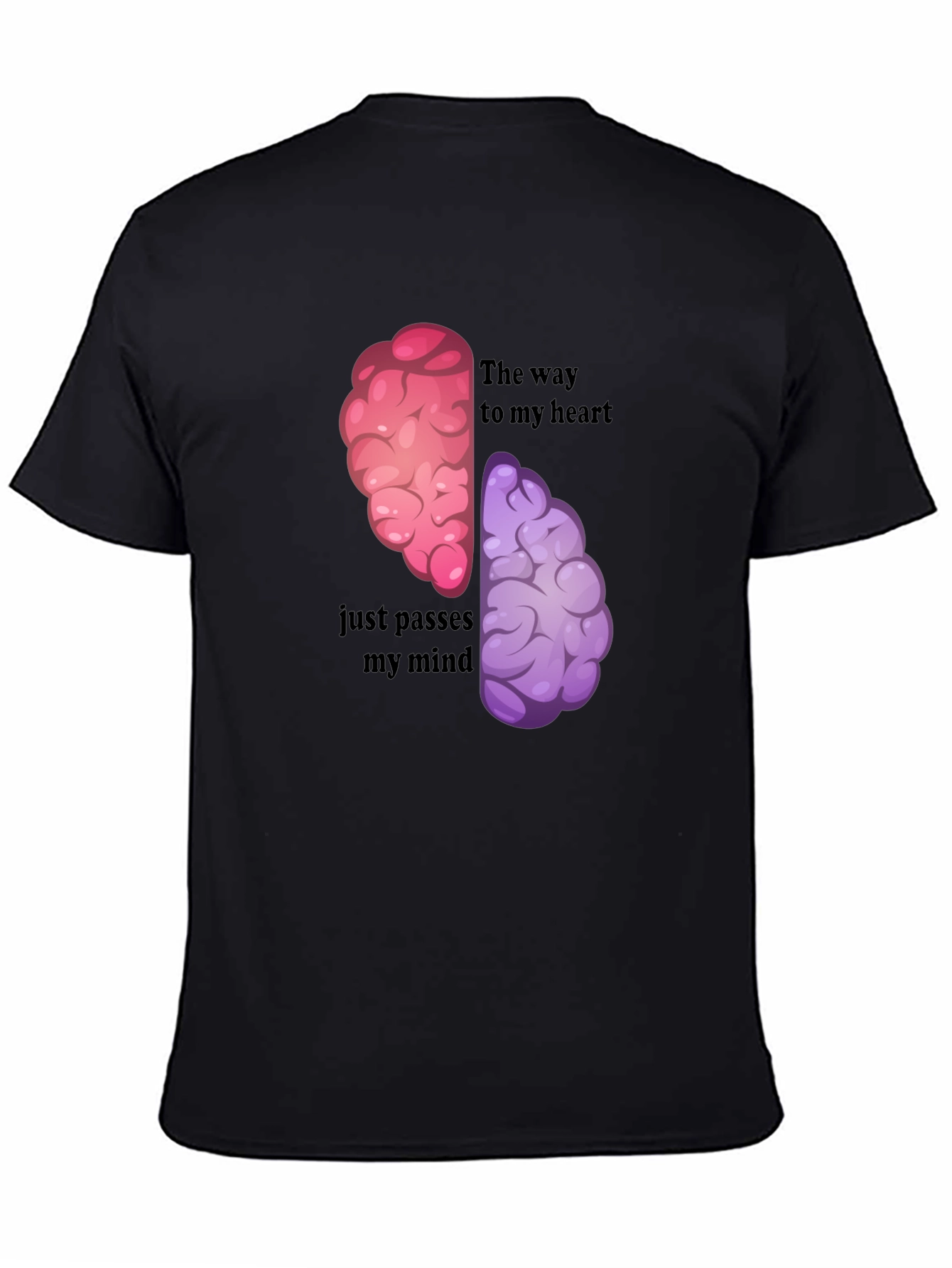 Black Brain Humor Graphic T-Shirt - The Way to My Heart view 4