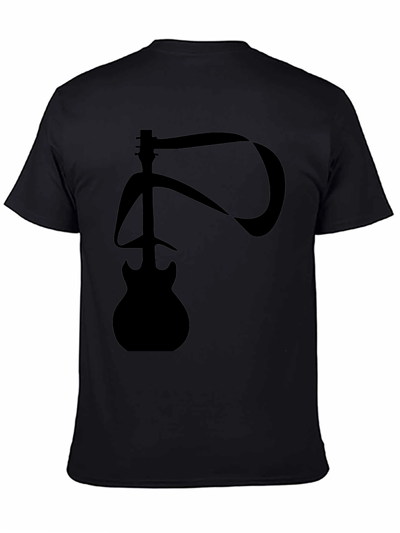 Black Abstract Guitar Graphic T-Shirt view 4