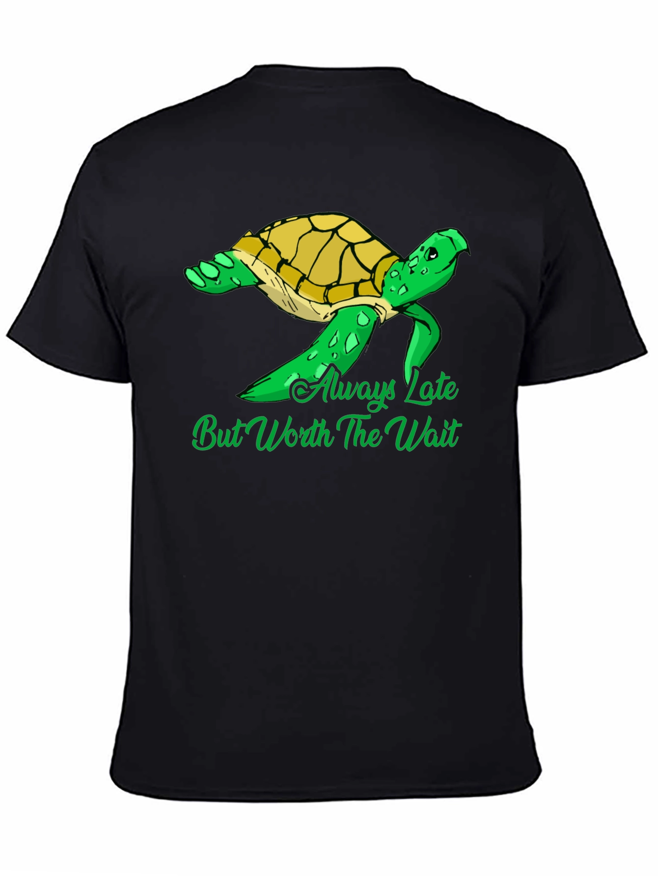 Black Always Late Turtle Graphic T-Shirt view 4