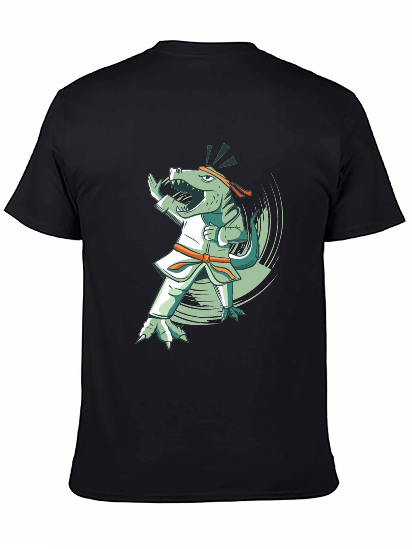 Black Martial Arts Dinosaur Black T-Shirt view 4