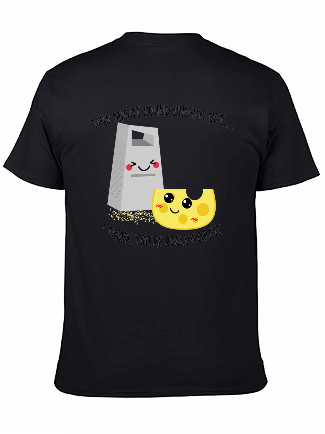 Black Funny "Cheesy Grate" Graphic T-Shirt view 4