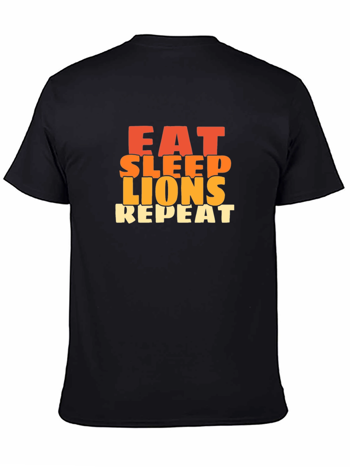 Black Eat Sleep Lions Repeat Graphic Tee - Black Cotton T-Shirt view 4