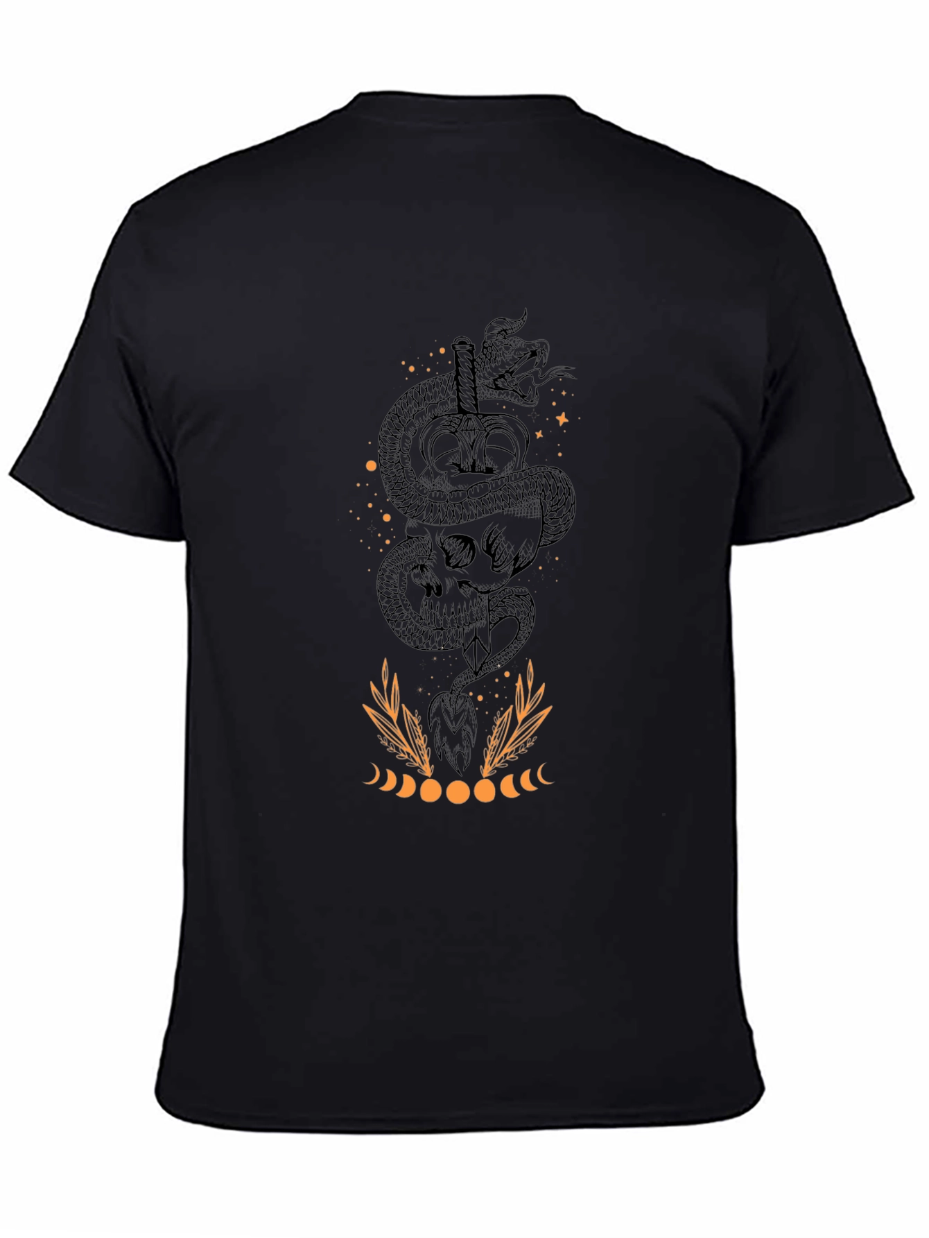Black Skull & Snake Graphic Tee - Men's Black T-Shirt view 4