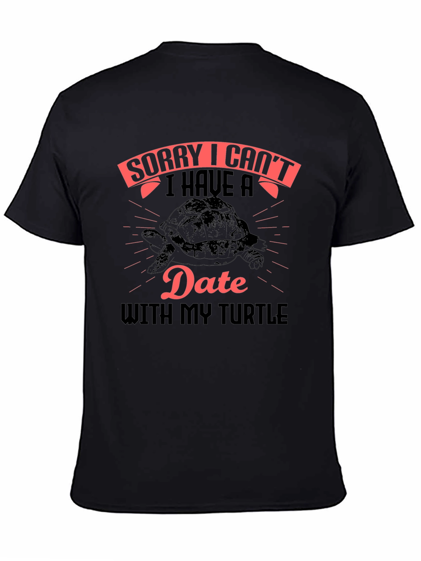 Black Funny Turtle Date T-Shirt view 4
