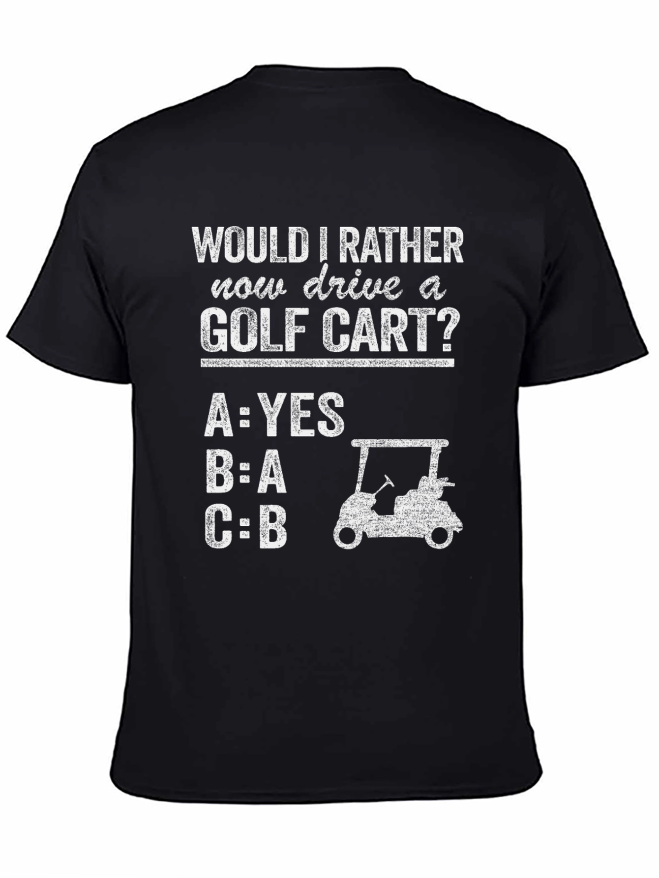Black Funny Golf Cart T-Shirt view 4