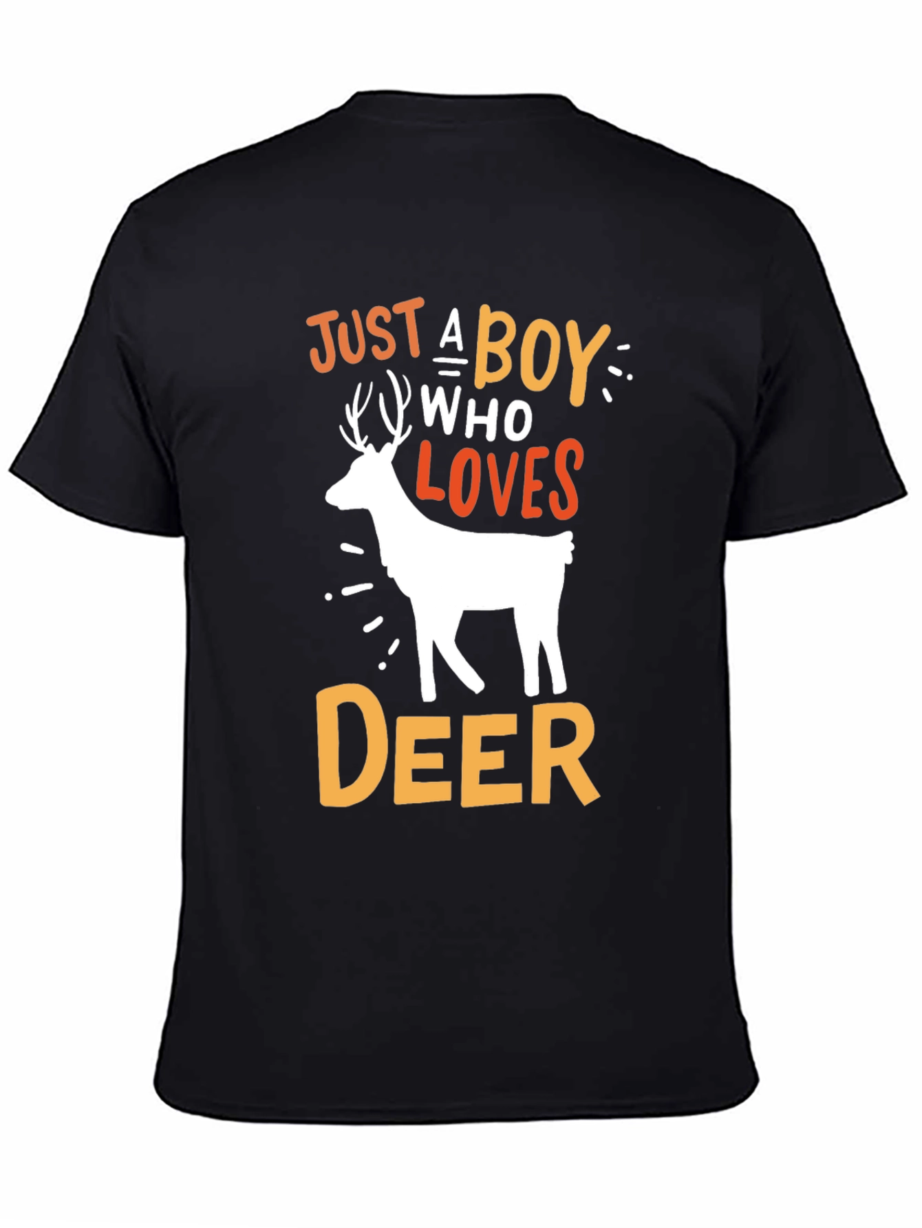 Black Just A Boy Who Loves Deer Graphic T-Shirt view 4