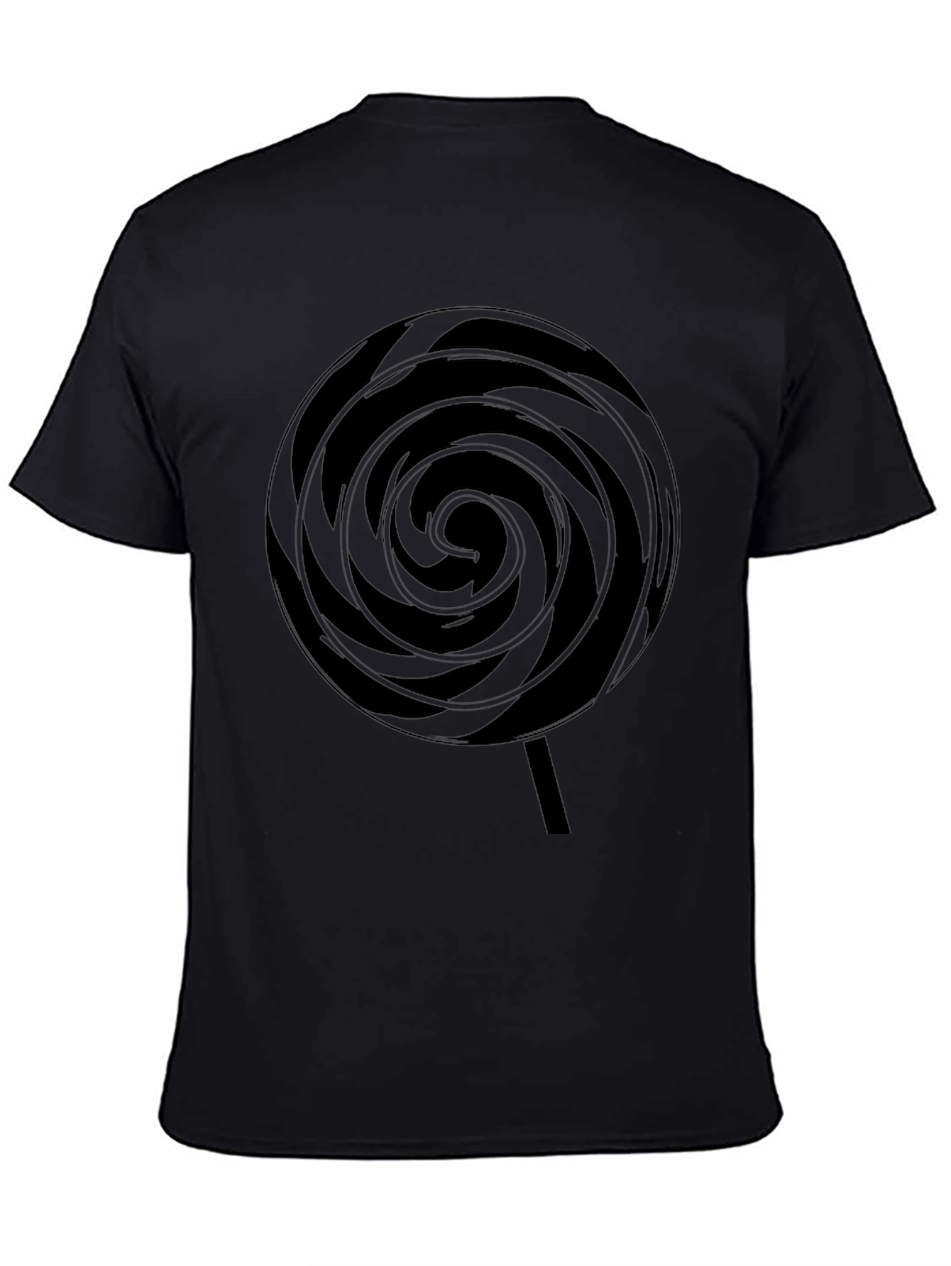 Black Swirl Lollipop Graphic Black T-Shirt view 4
