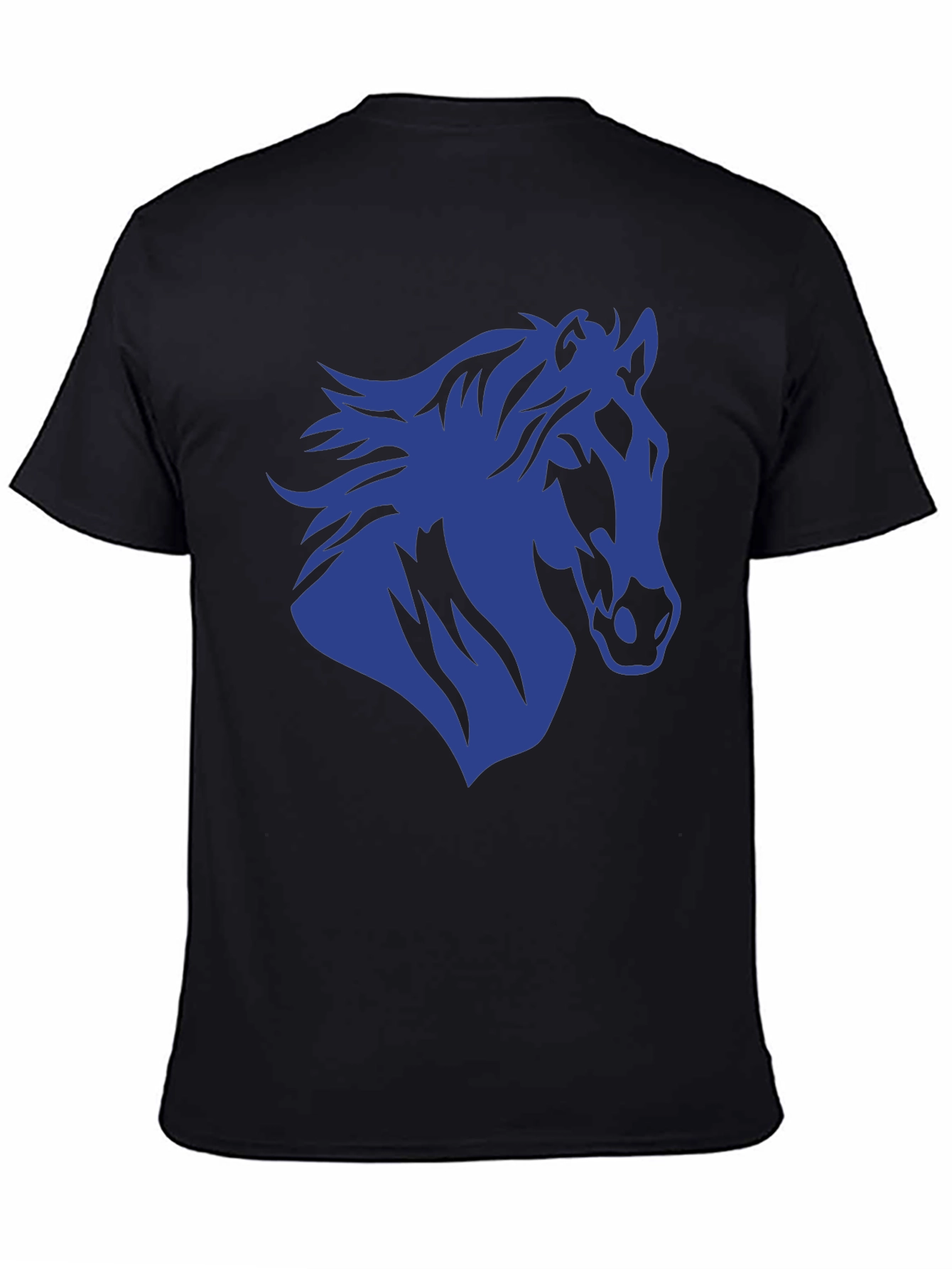 Black Horse Silhouette Graphic Tee - Black Cotton T-Shirt view 4