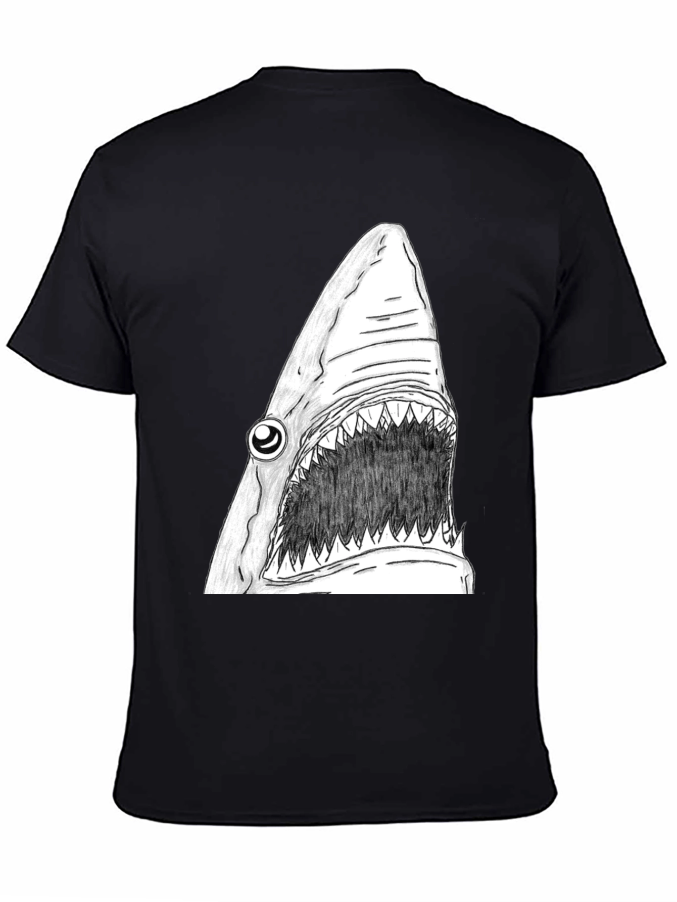 Black Shark Graphic Tee - Men's Black Cotton T-Shirt view 4