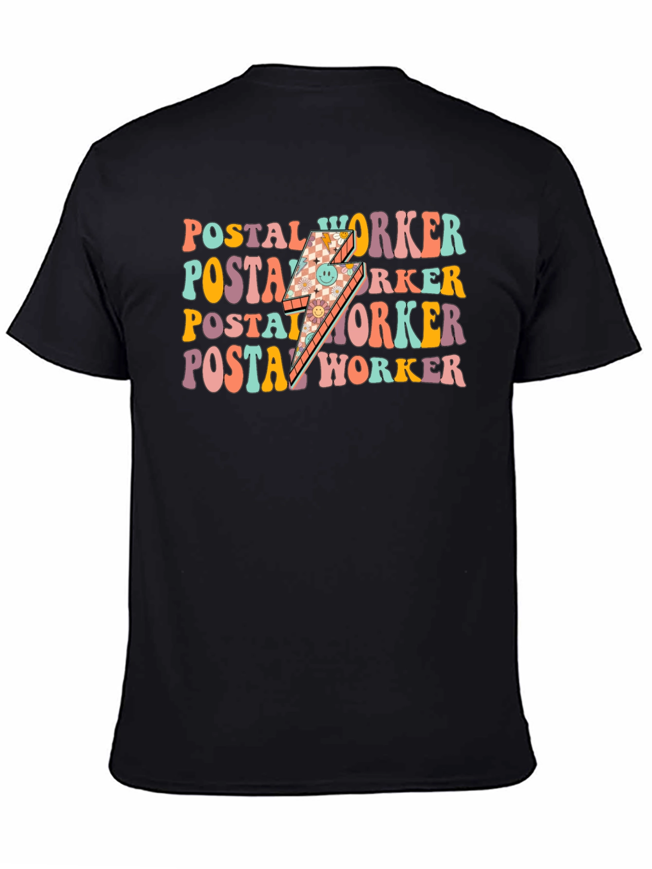 Black Postal Worker Retro Graphic Tee view 4