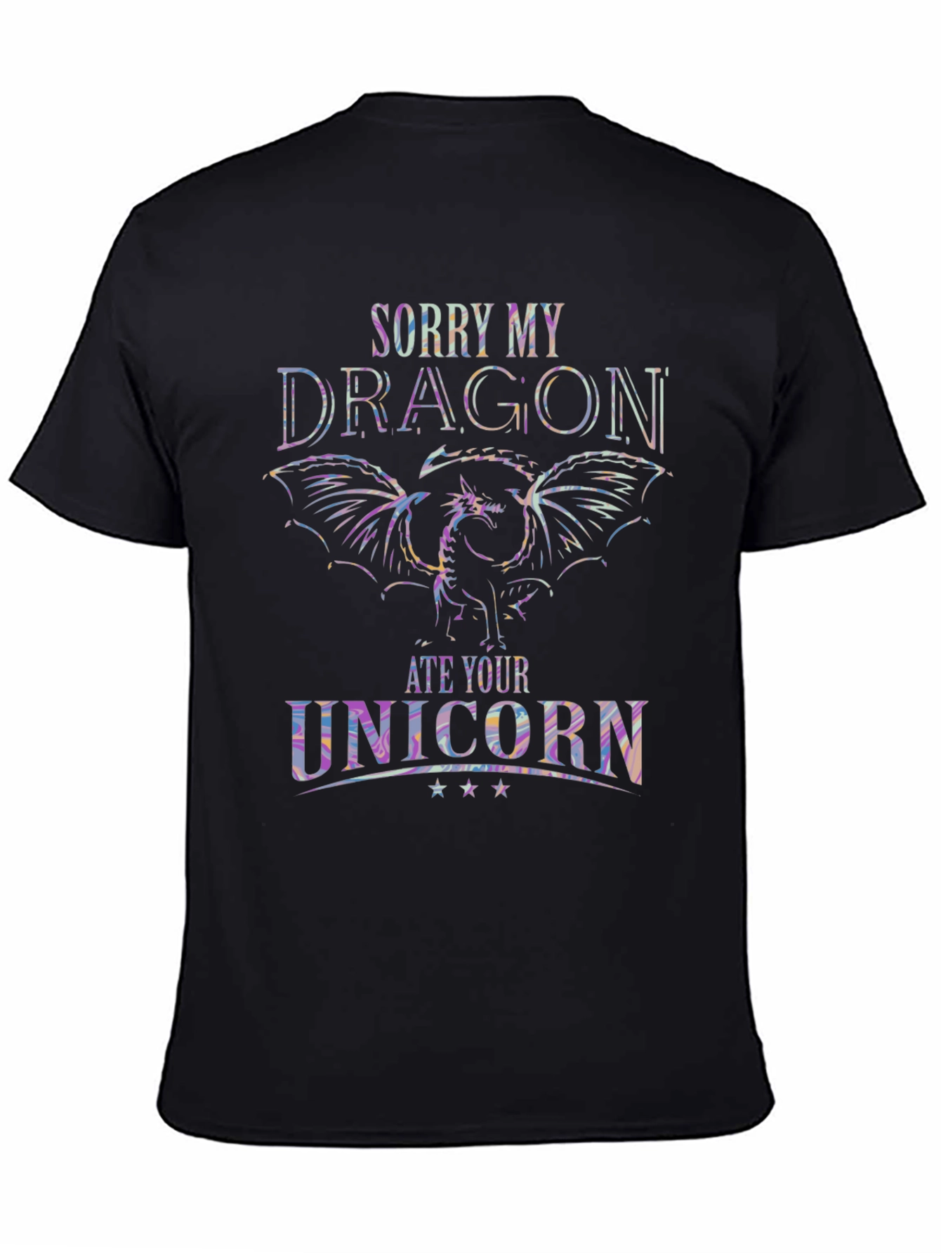 Black Dragon Ate Unicorn T-Shirt - Unique Graphic Tee view 4