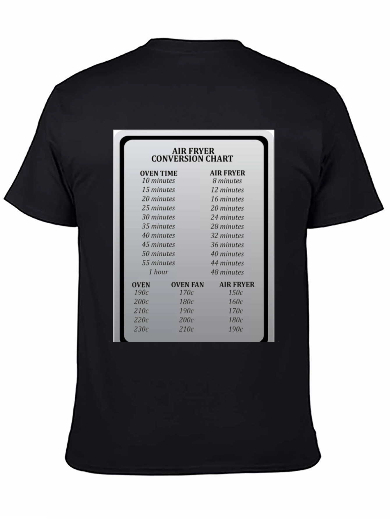 Air Fryer Conversion Chart Graphic T-Shirt - 4