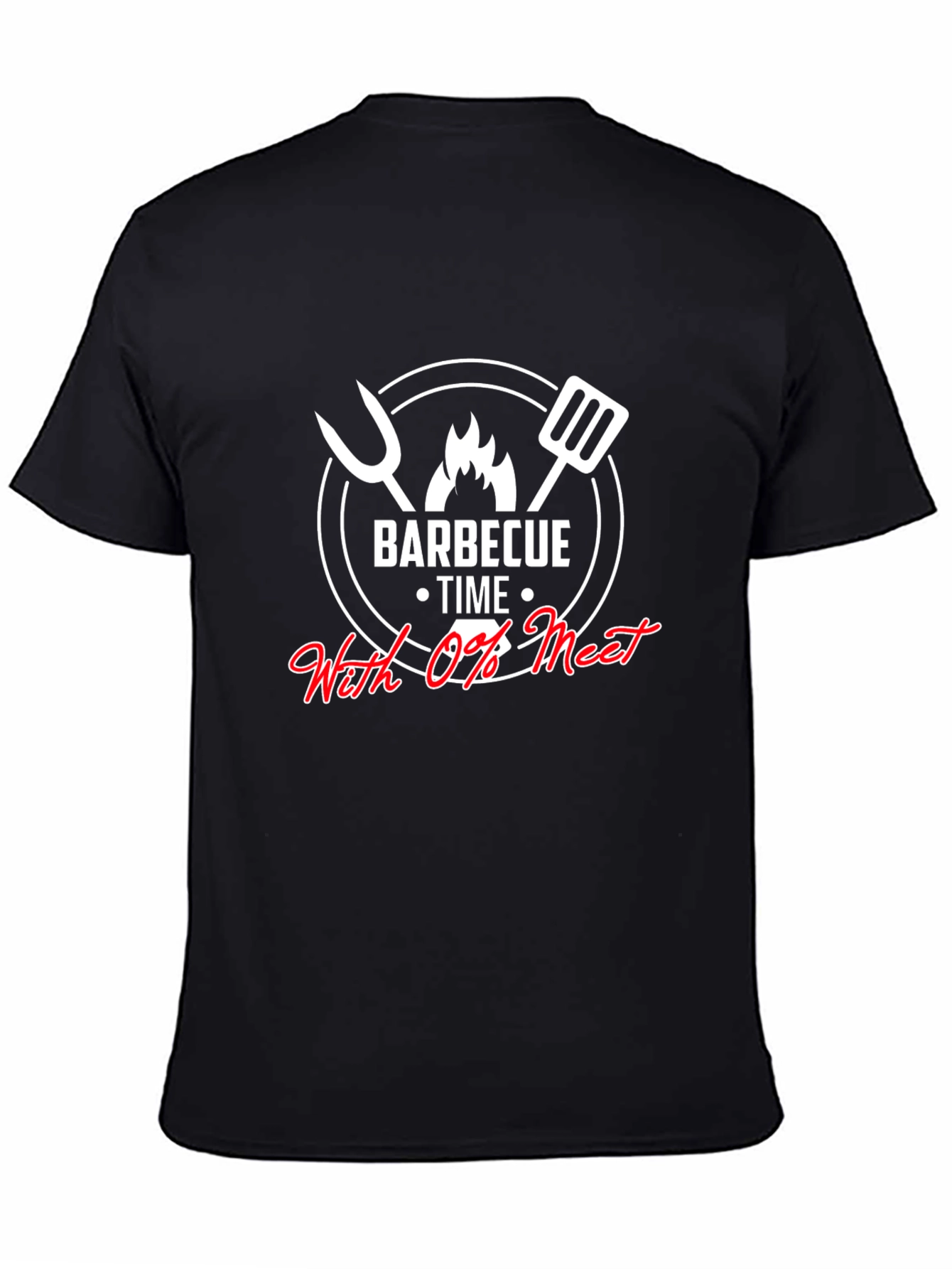 Black BBQ Time - With 0% Meat Graphic T-Shirt view 4
