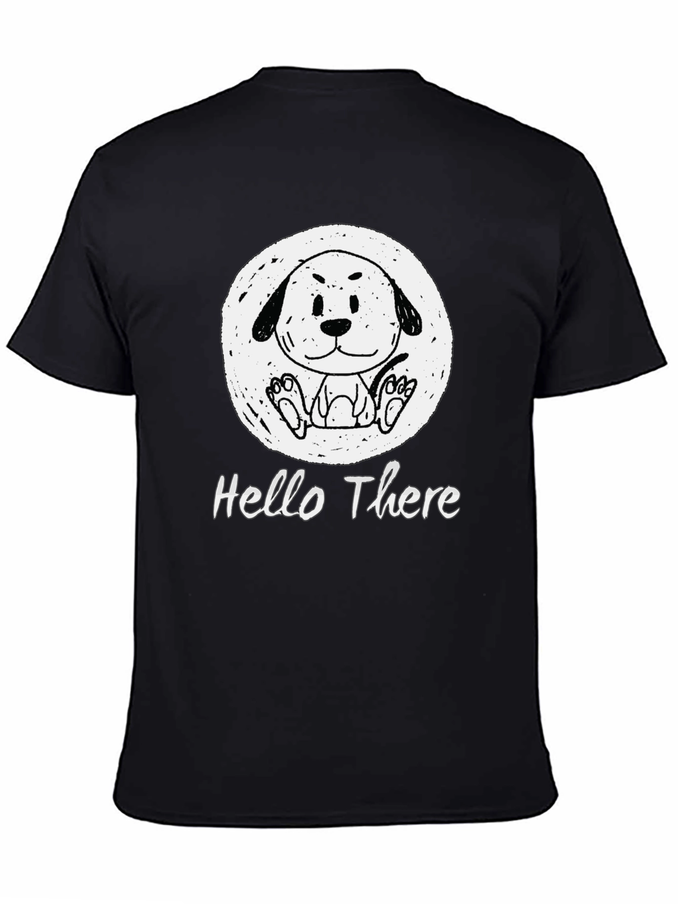 Black Cartoon Dog T-Shirt - "Hello There" Graphic Tee view 4