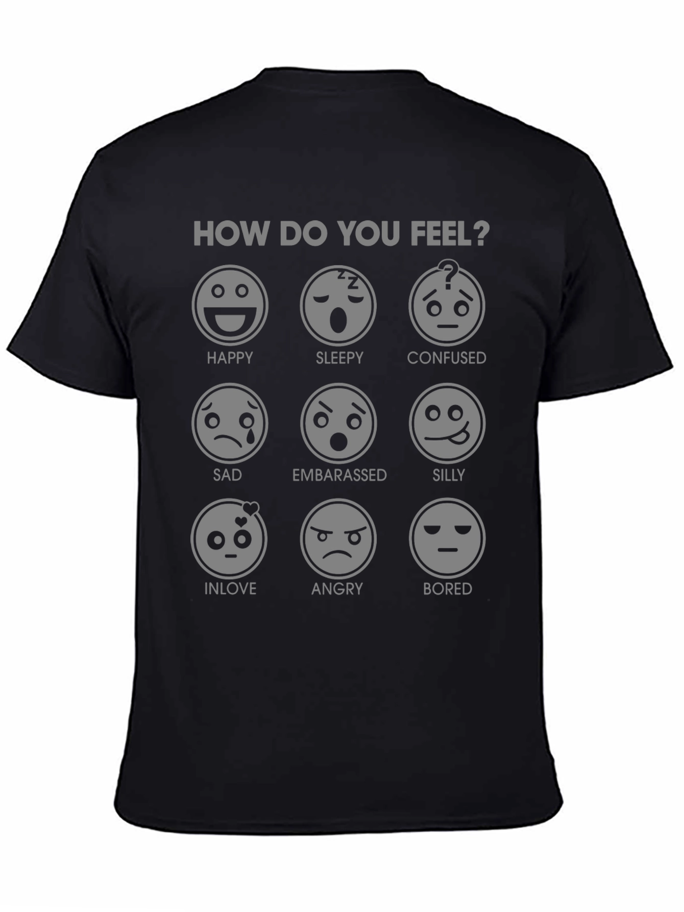Black Mood Expression T-Shirt - How Do You Feel? view 4