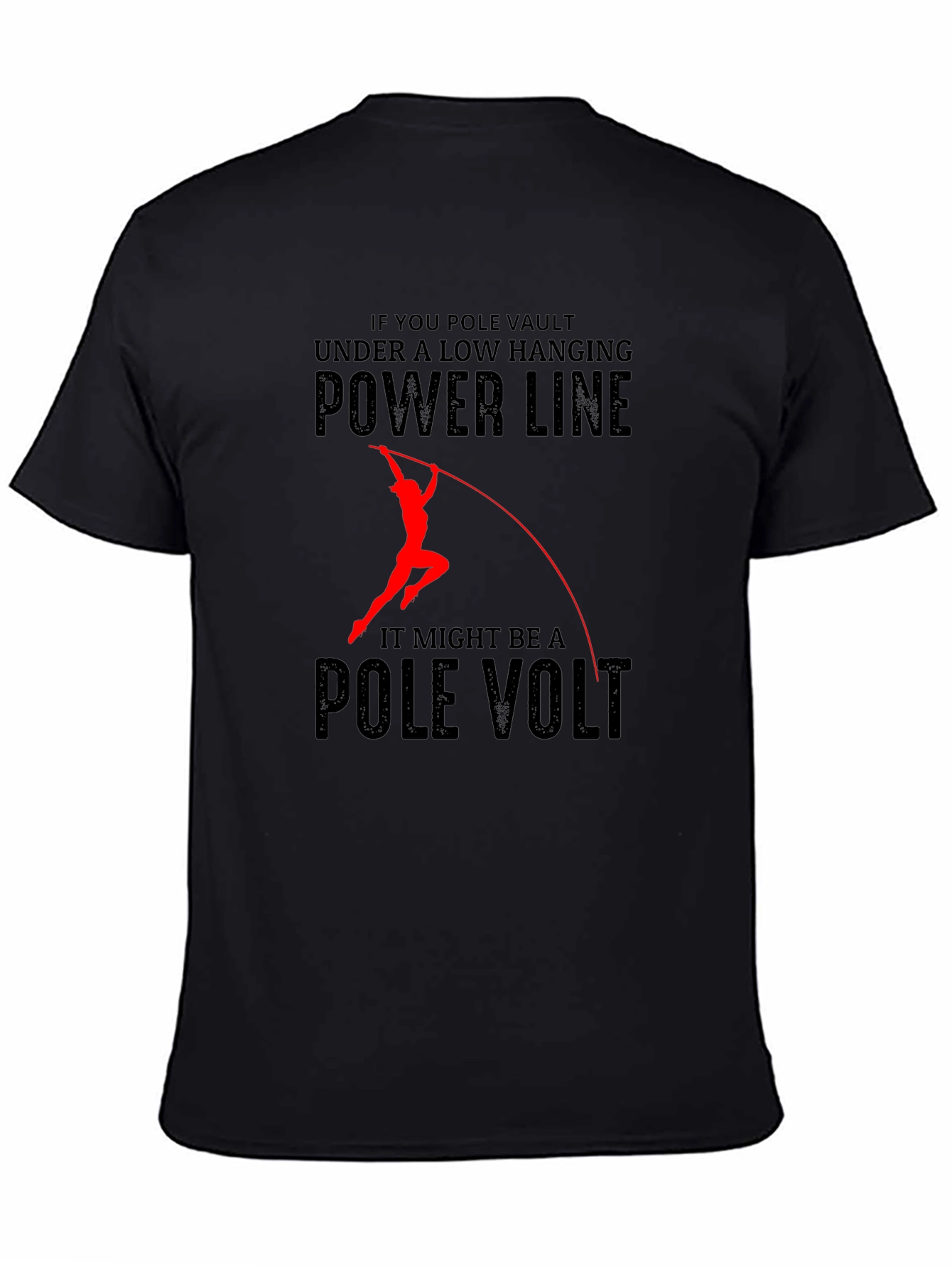 Black Funny Pole Vaulting T-Shirt view 4