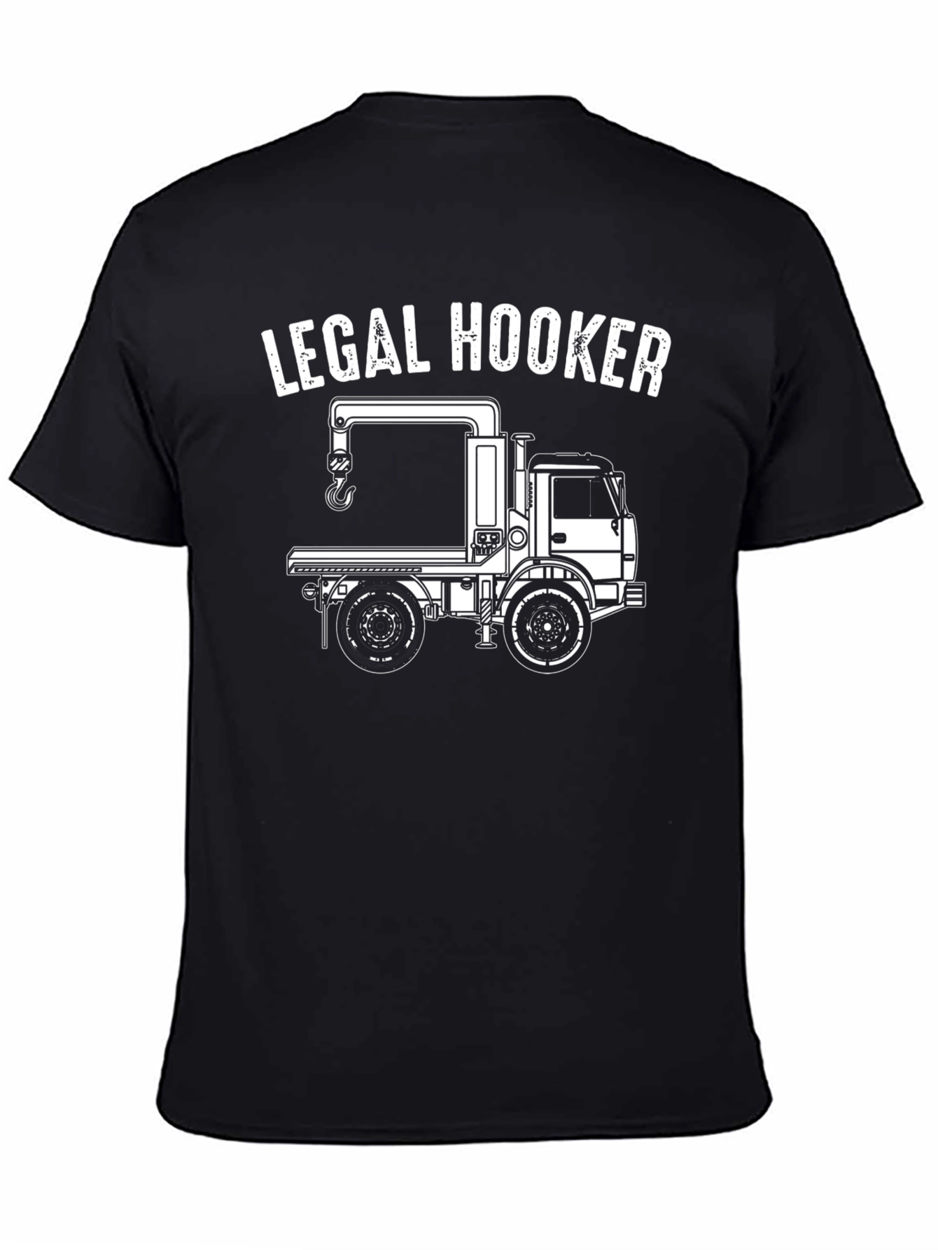 Black Legal Hooker T-Shirt - Tow Truck Design view 4