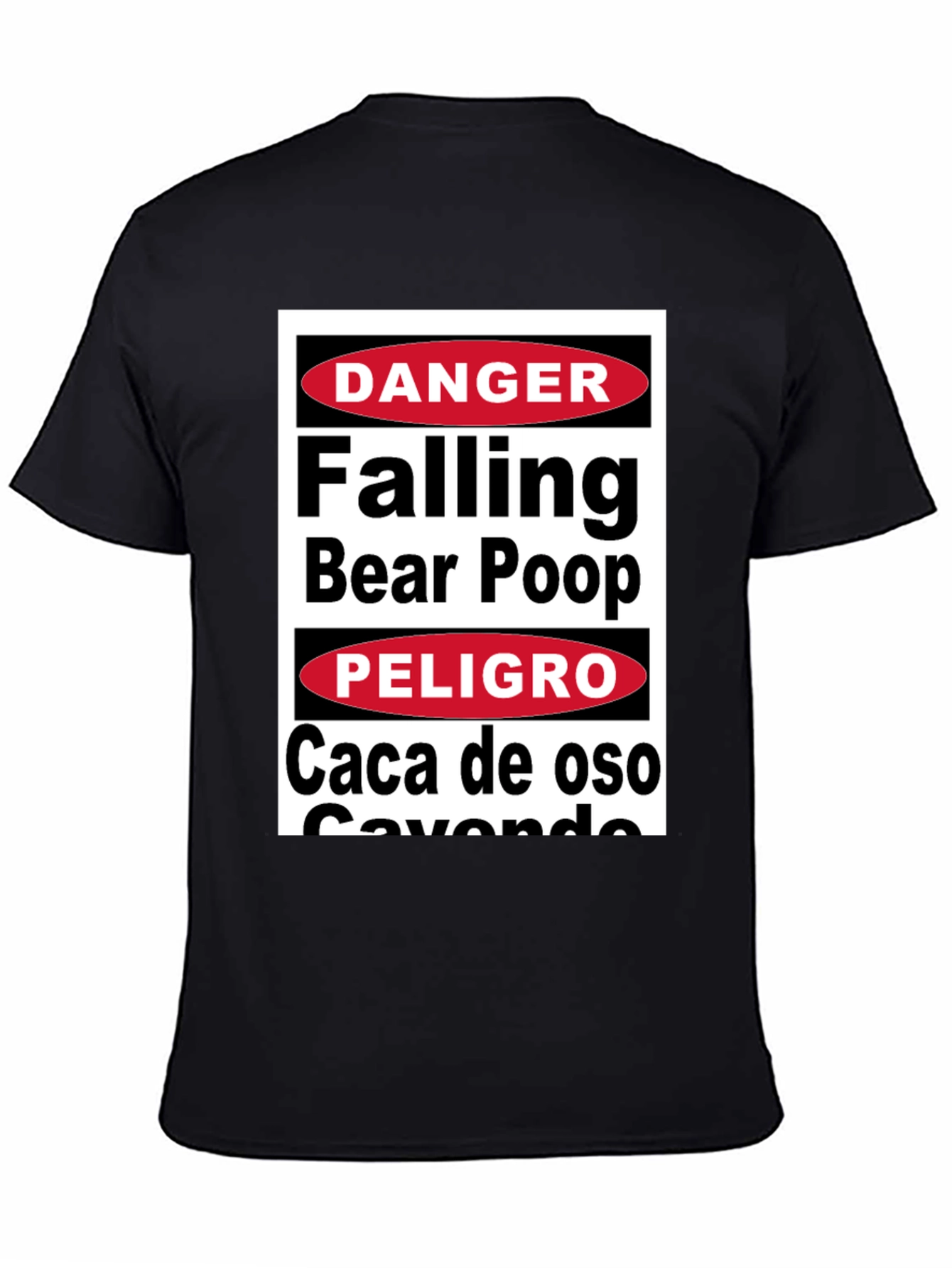 Black Danger Falling Bear Poop T-Shirt Funny Graphic Tee view 4