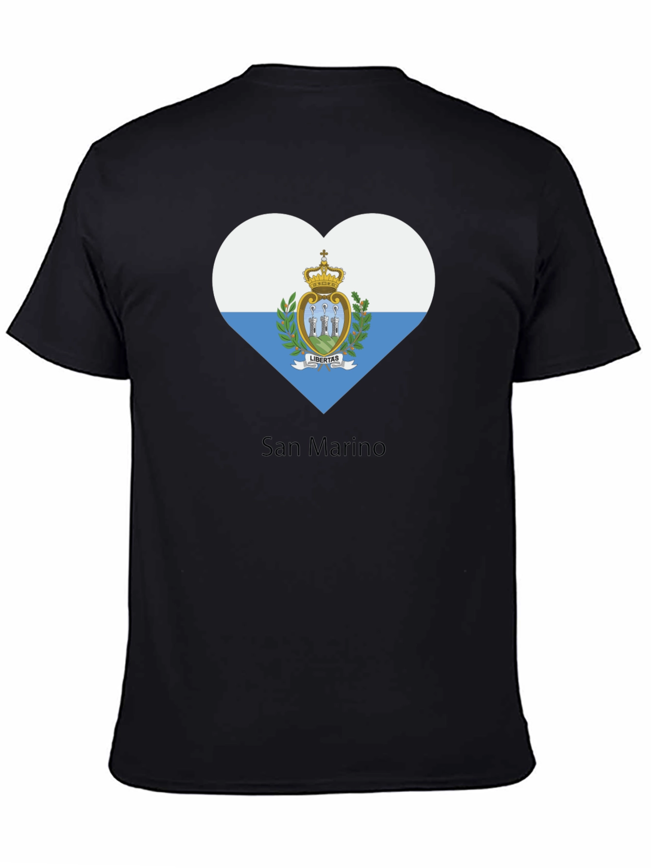 Black San Marino Flag Heart T-Shirt view 4
