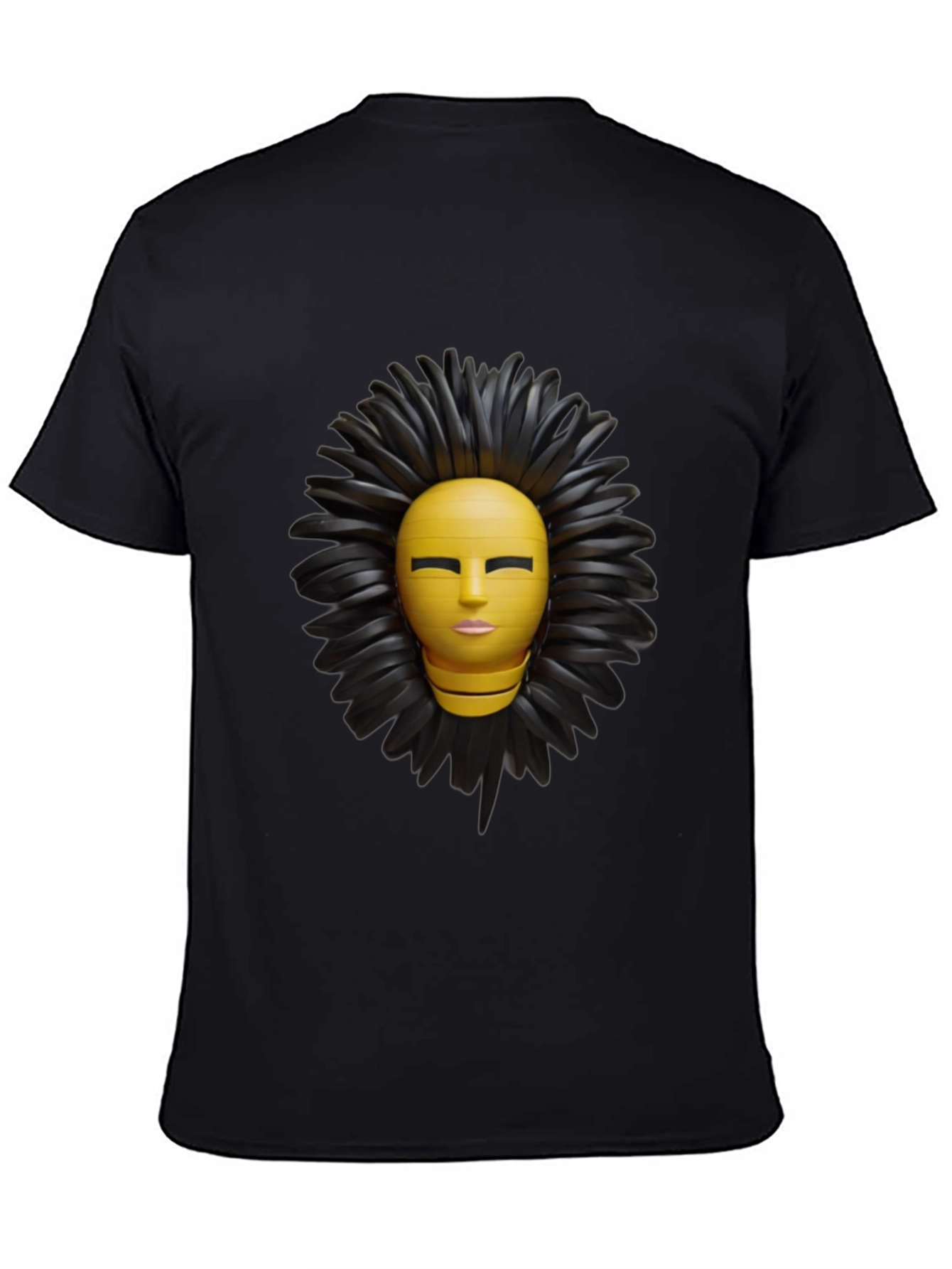 Black Abstract Face Graphic Print T-Shirt view 4