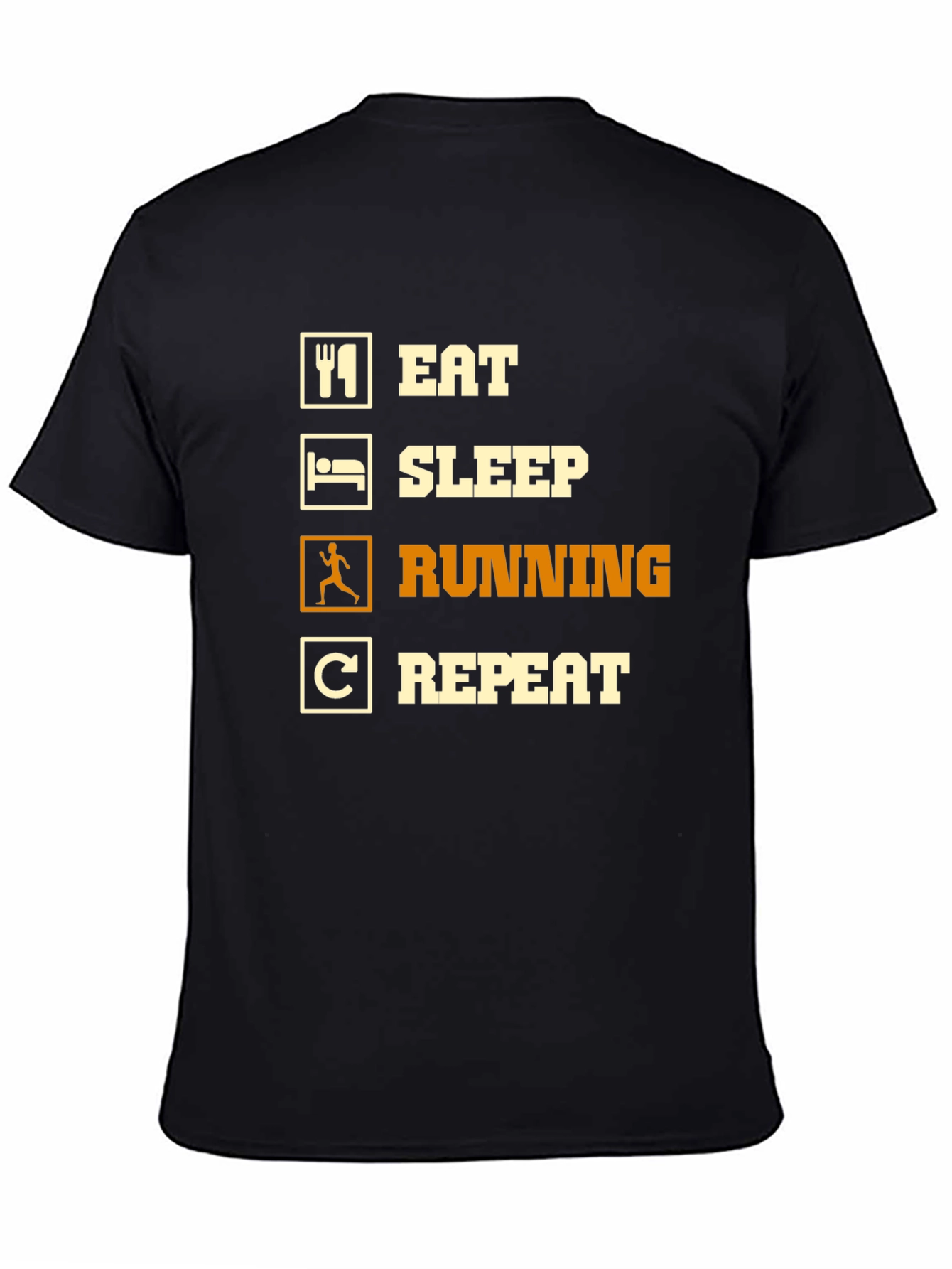 Black Eat Sleep Running Repeat Black T-Shirt view 4