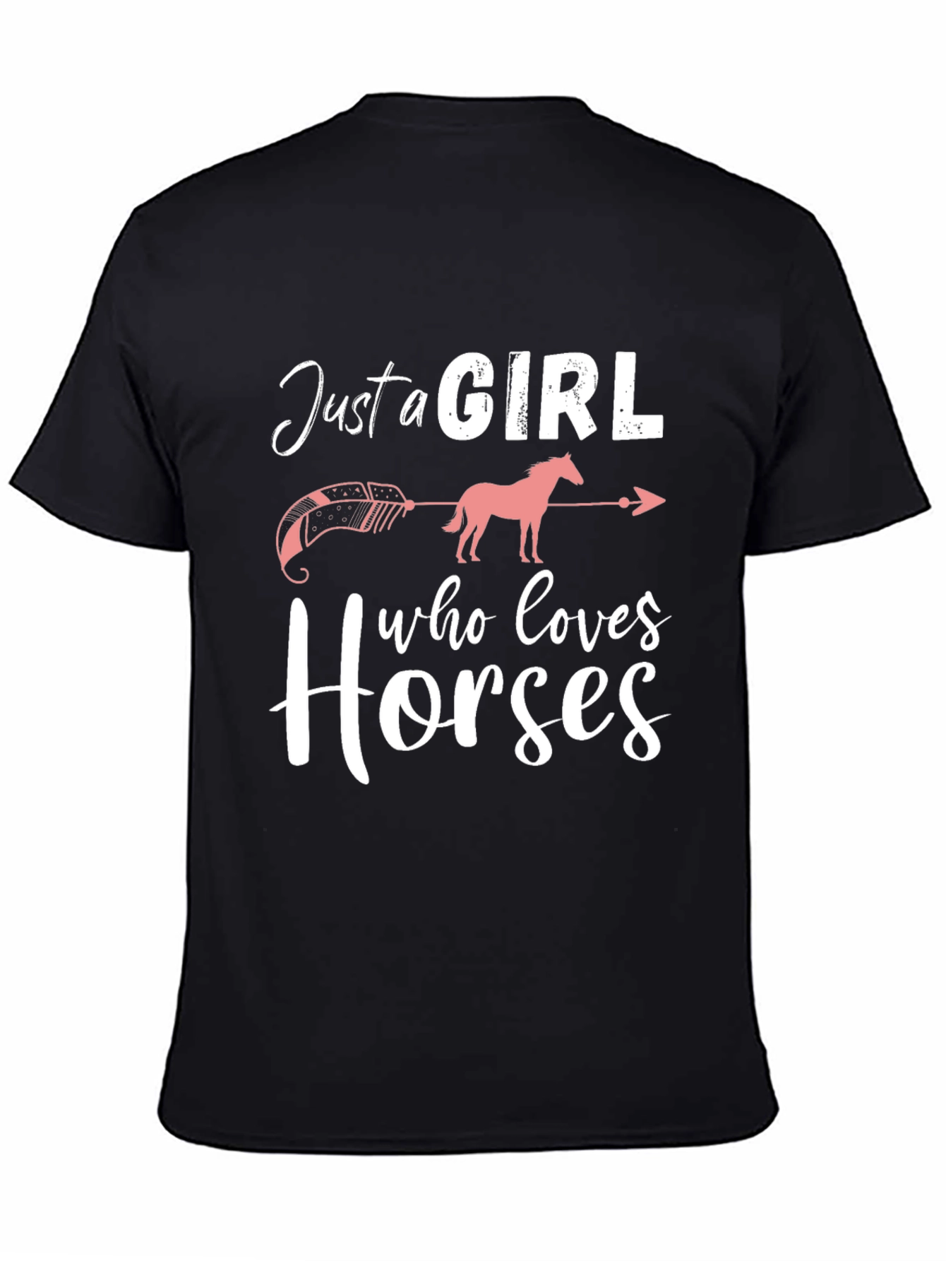 Black Just a Girl Who Loves Horses T-Shirt view 4