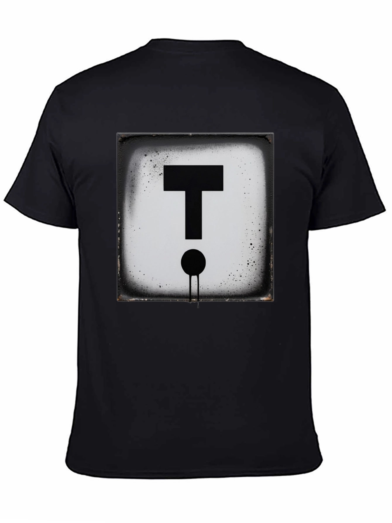 Black Modern Letter 'T' Graphic Black T-Shirt view 4
