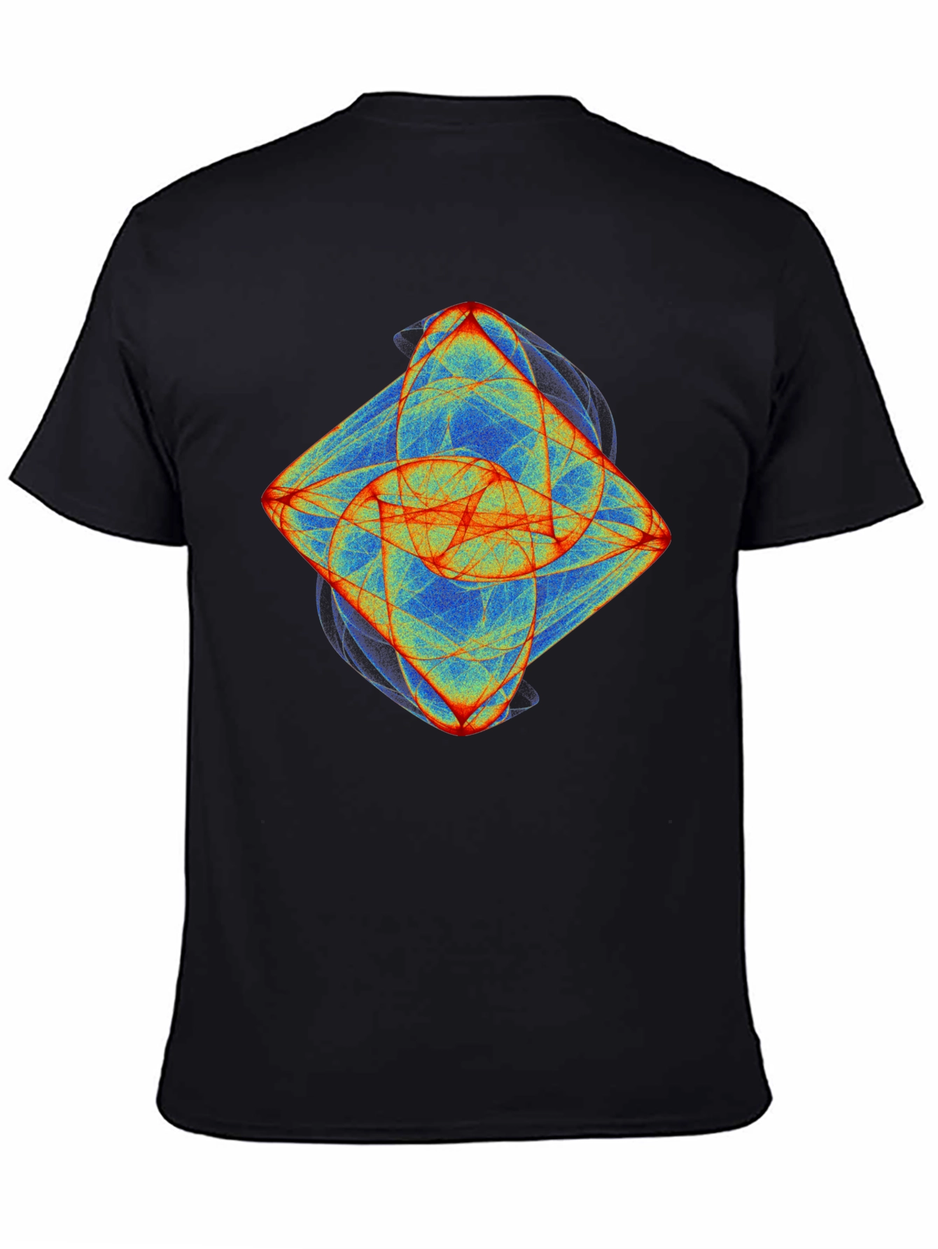 Black Abstract Fractal Graphic Tee - Black Cotton T-Shirt view 4