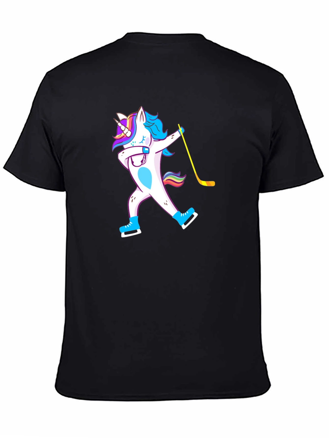 Black Unicorn Dab Hockey T-Shirt - Black view 4