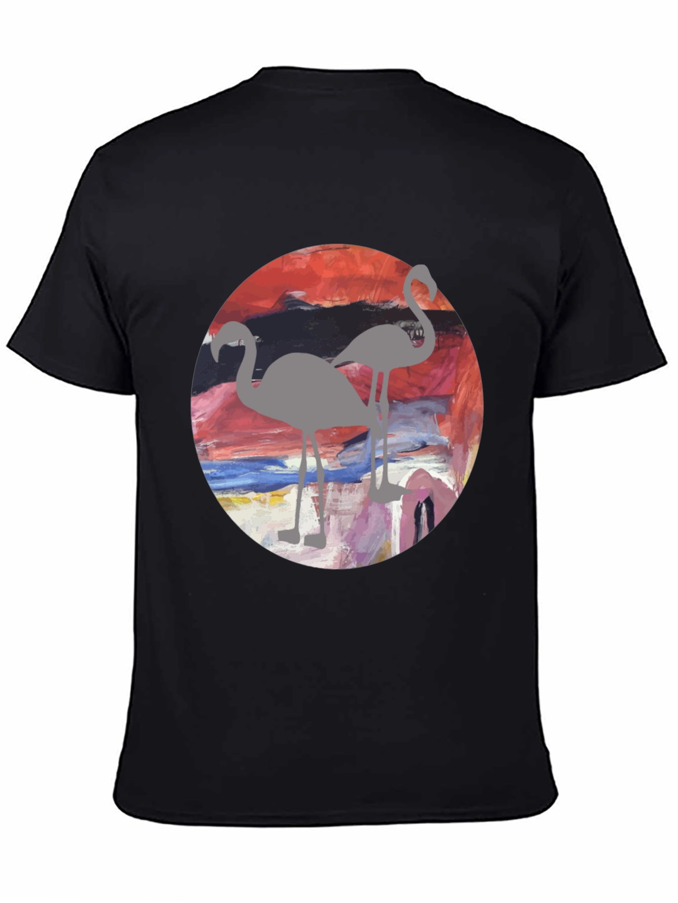 Black Flamingo Sunset Graphic Tee - Stylish Men's T-Shirt view 4
