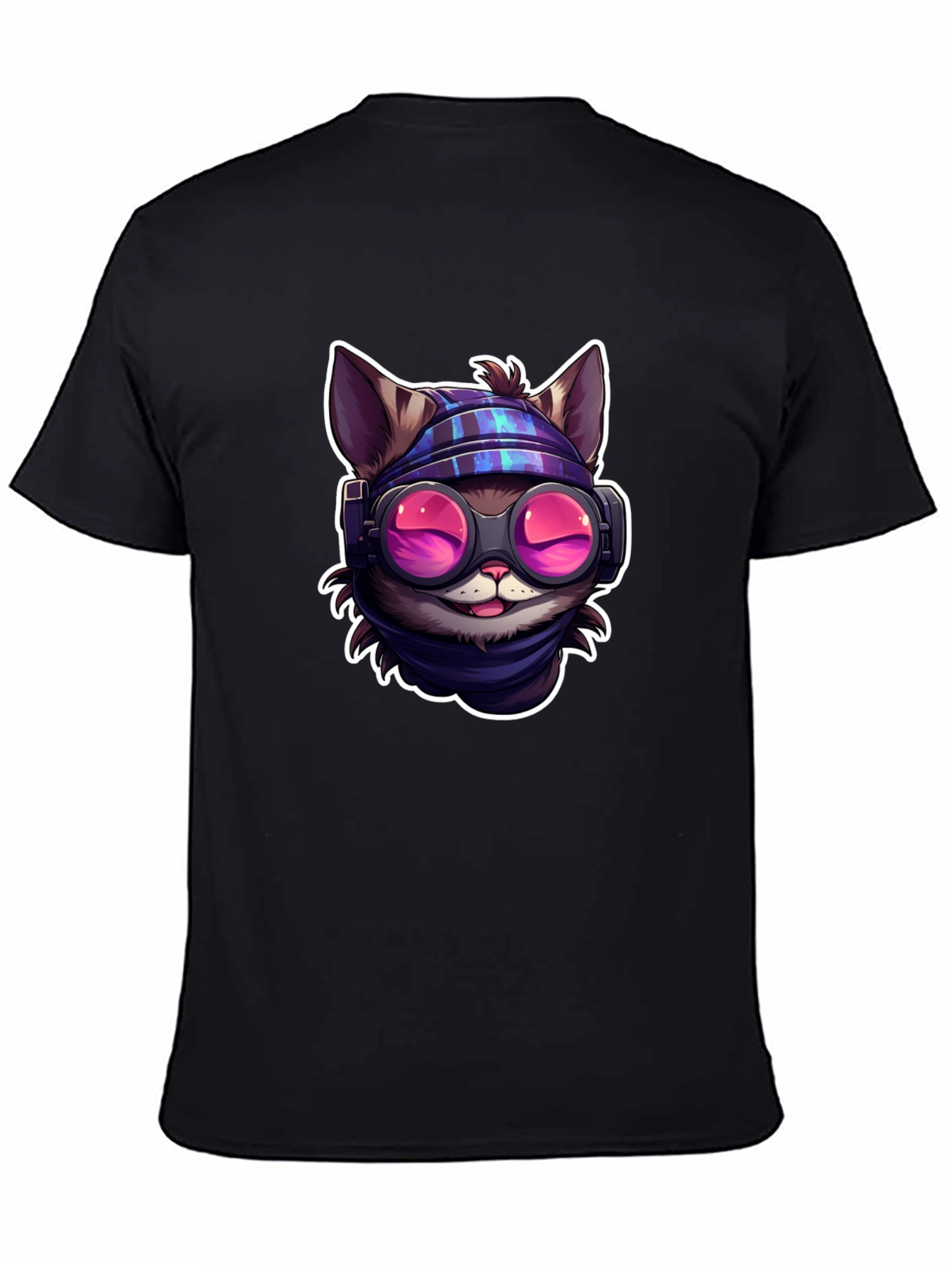 Black Cool Cat Tee - Steampunk Style view 4