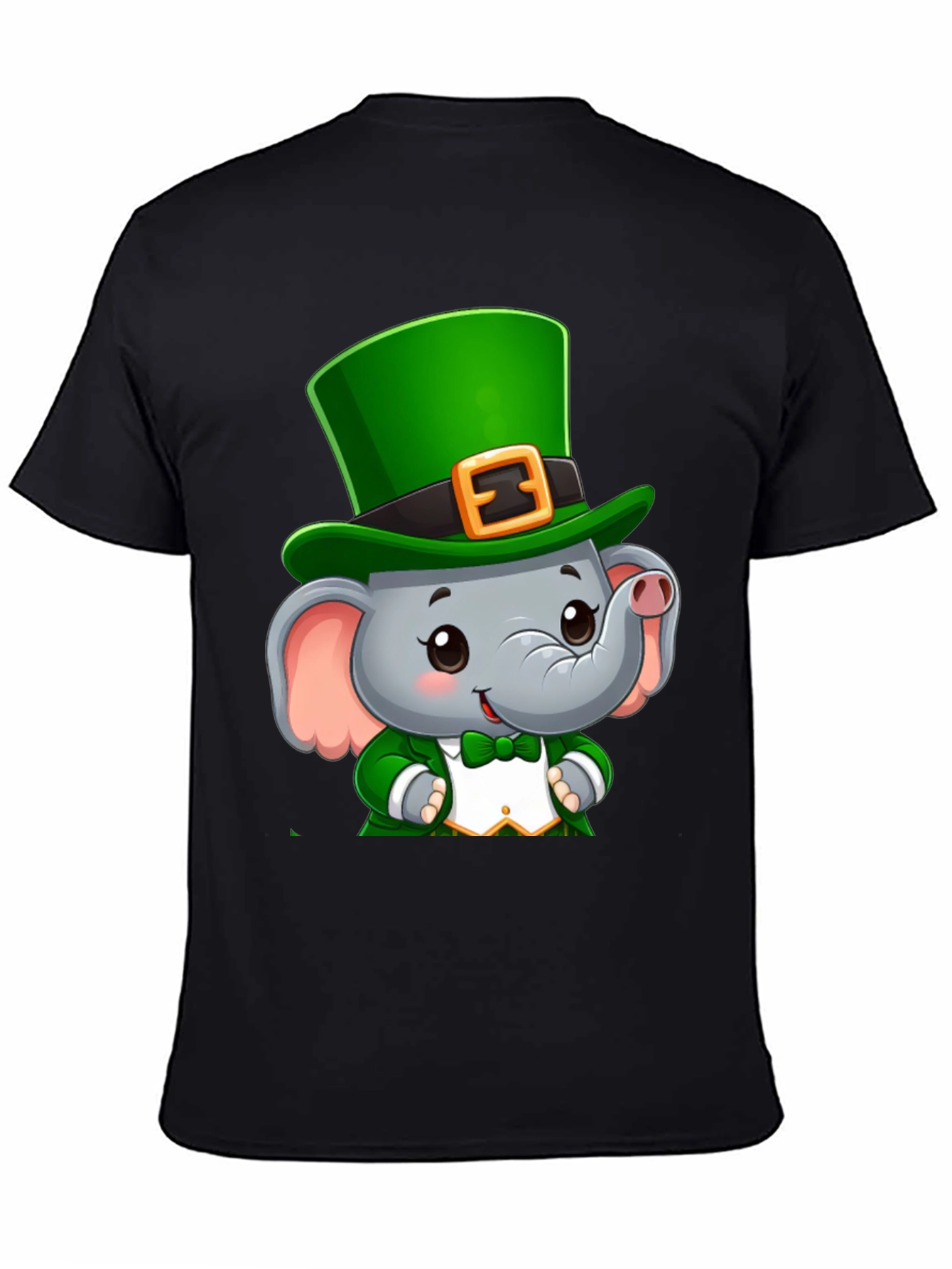 Black St. Patrick's Day Elephant T-Shirt view 4